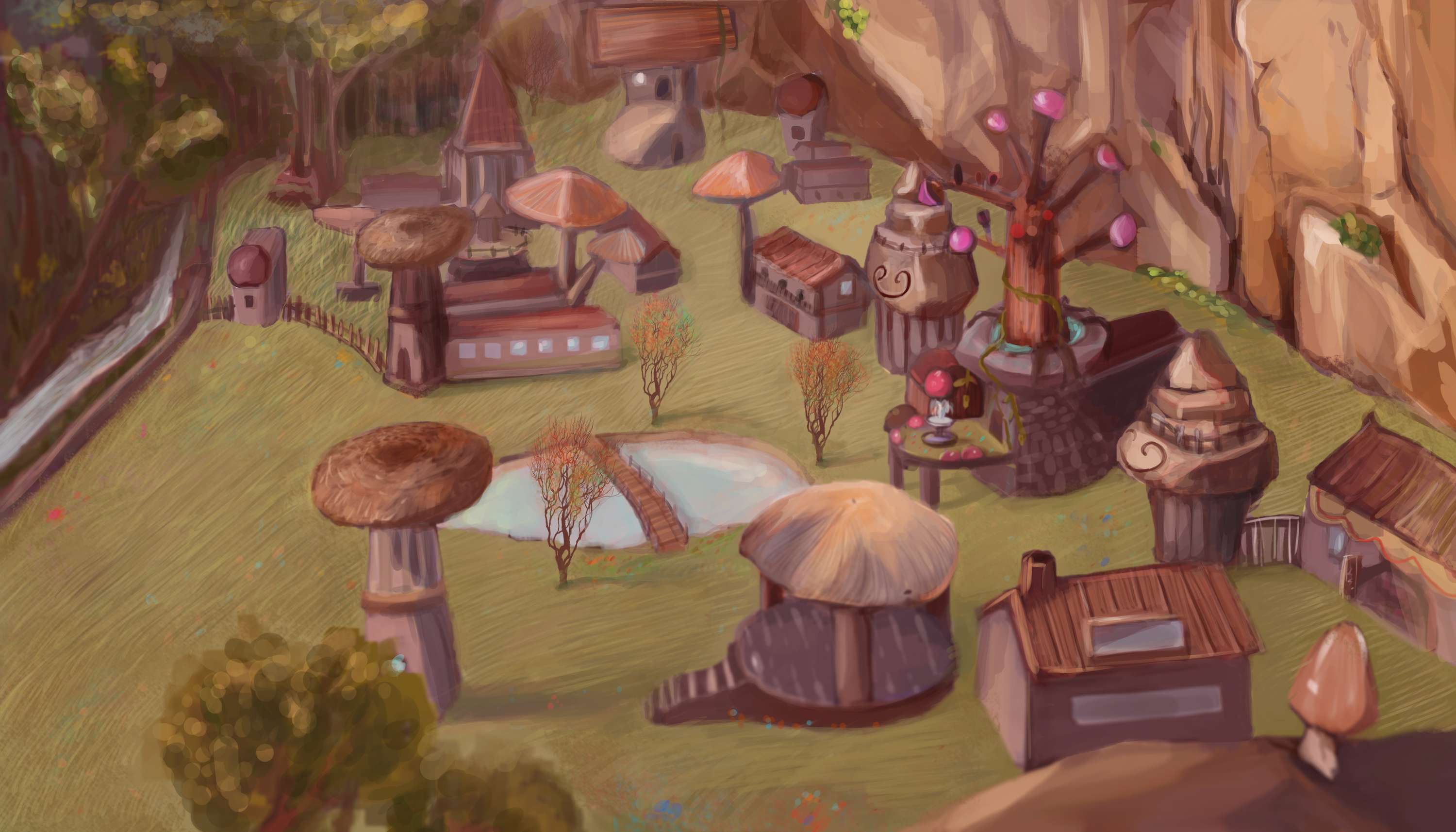 Mushroom Town - Concept art and Character design by BH Guo