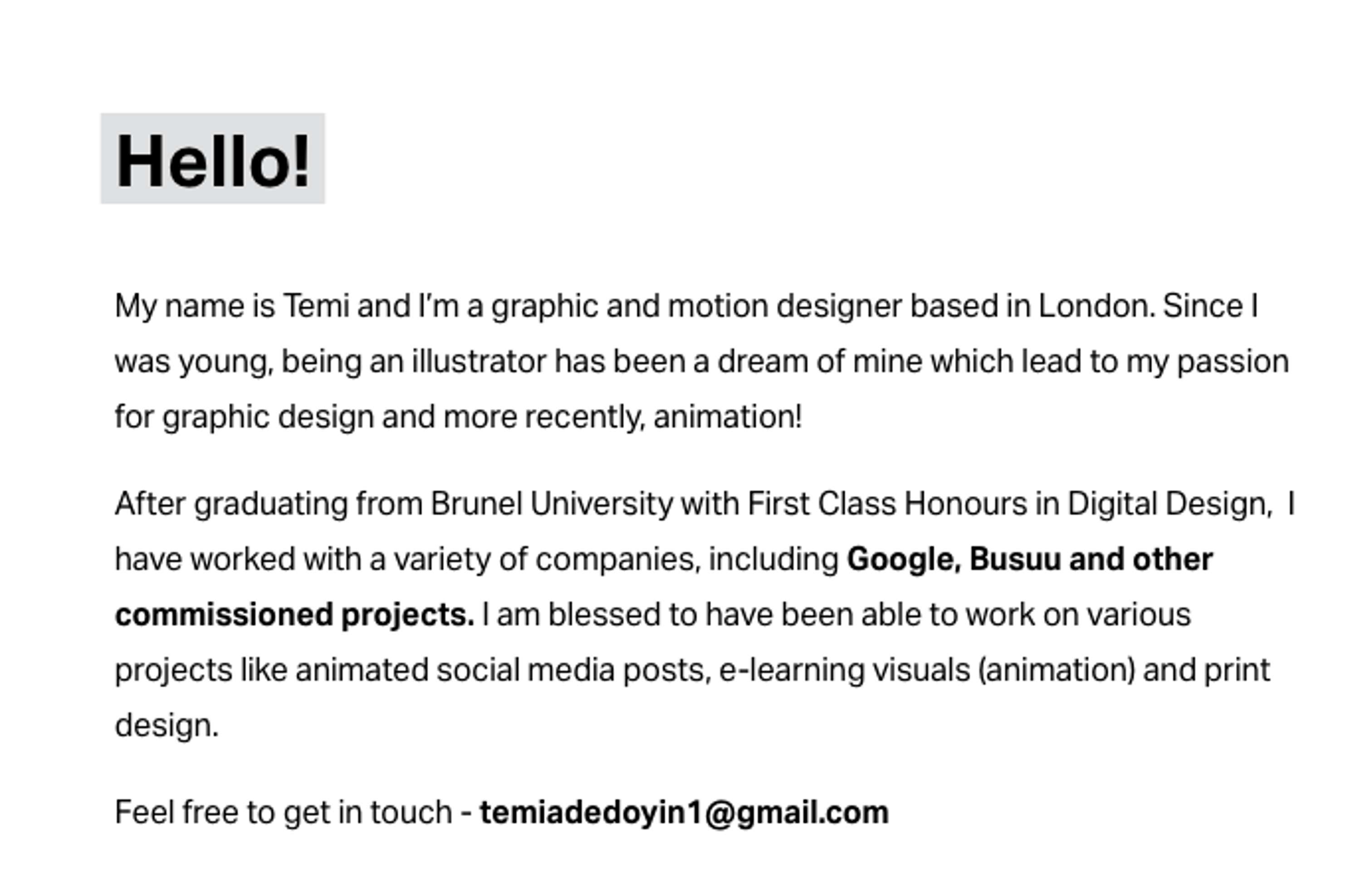 TemiAdedoyin.com Website Copy by Ife Adedoyin