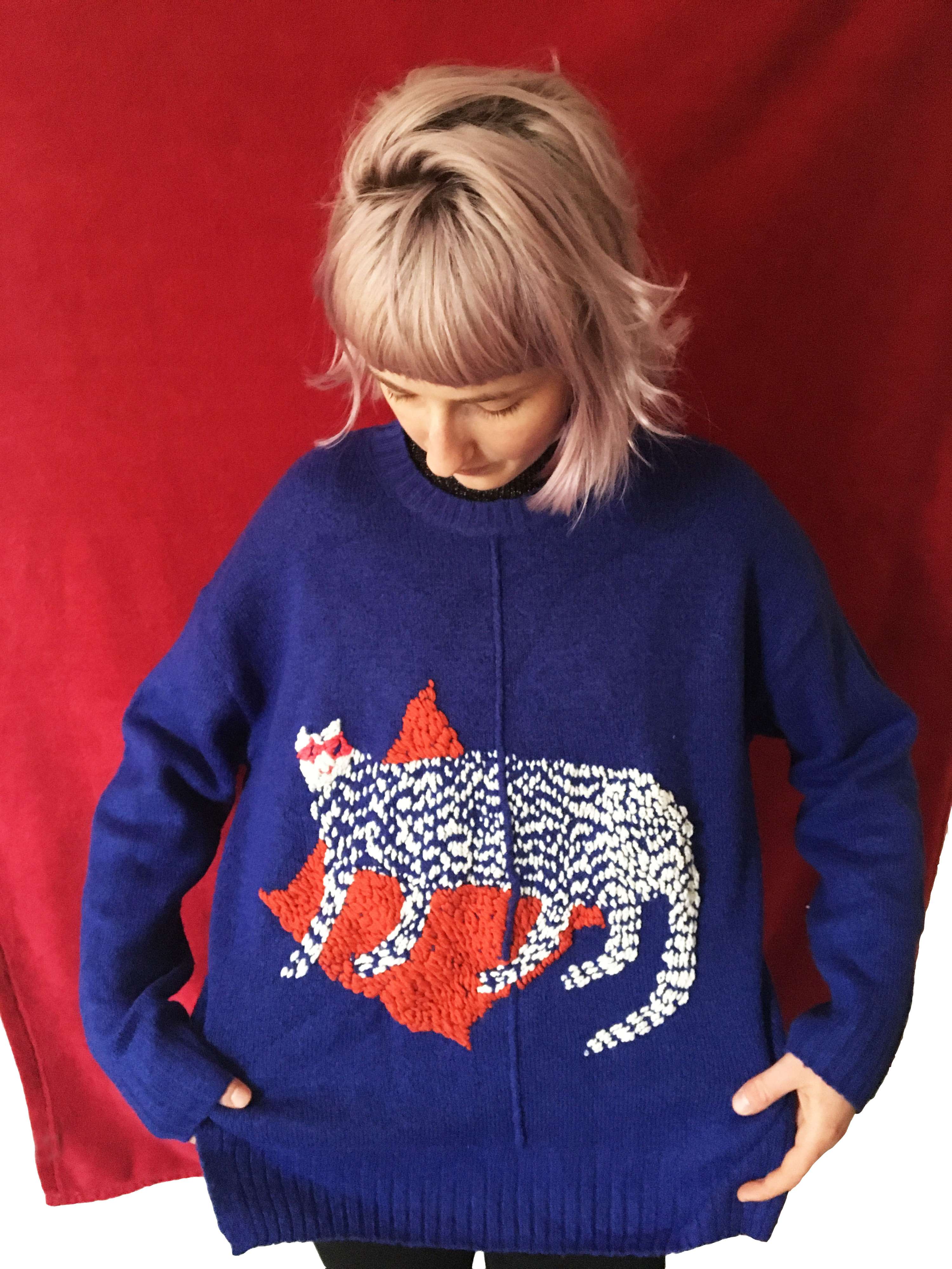 Lazy cat embroidery by Emma Sadova