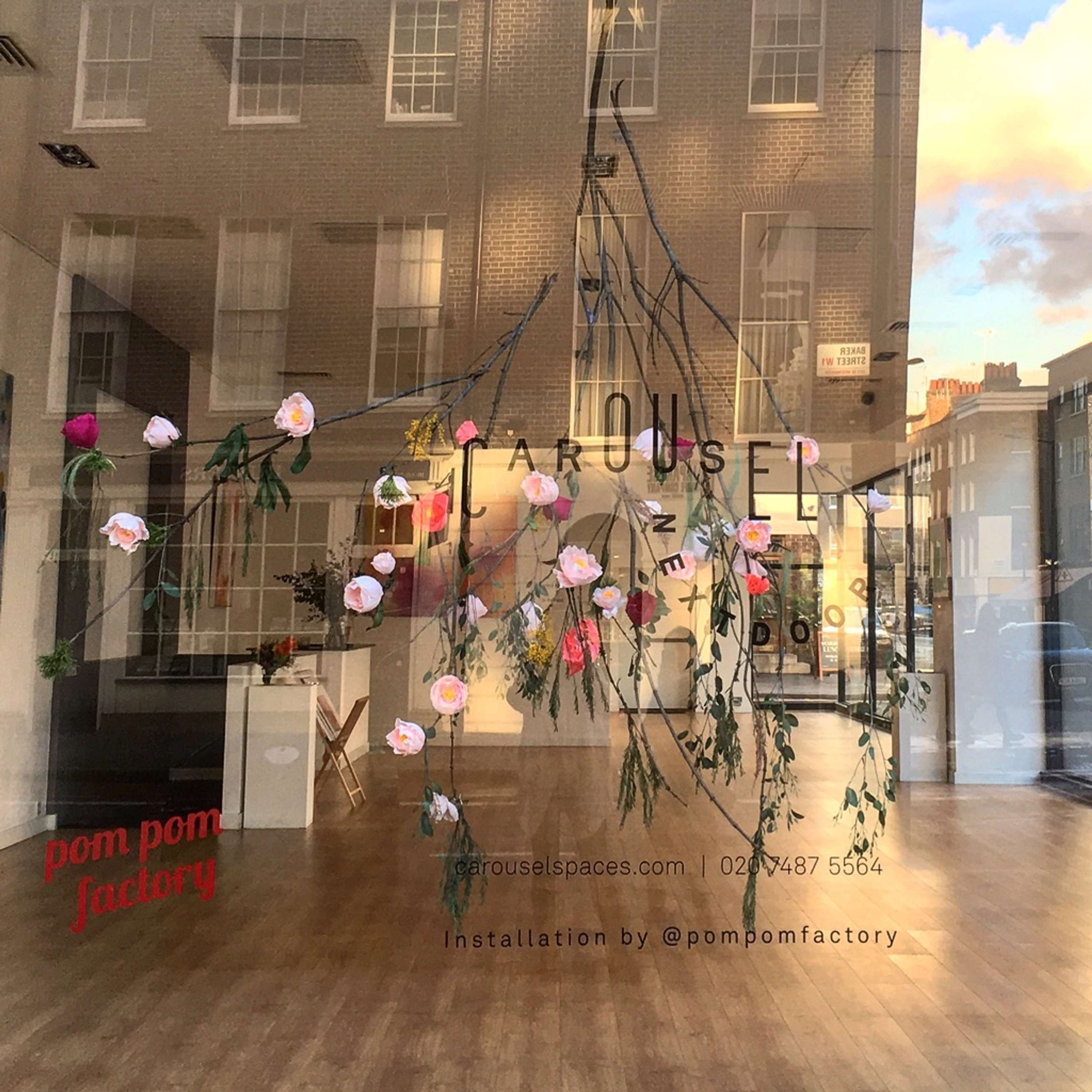 Carousel London: Paper Flower Window Display by Karen Hsu