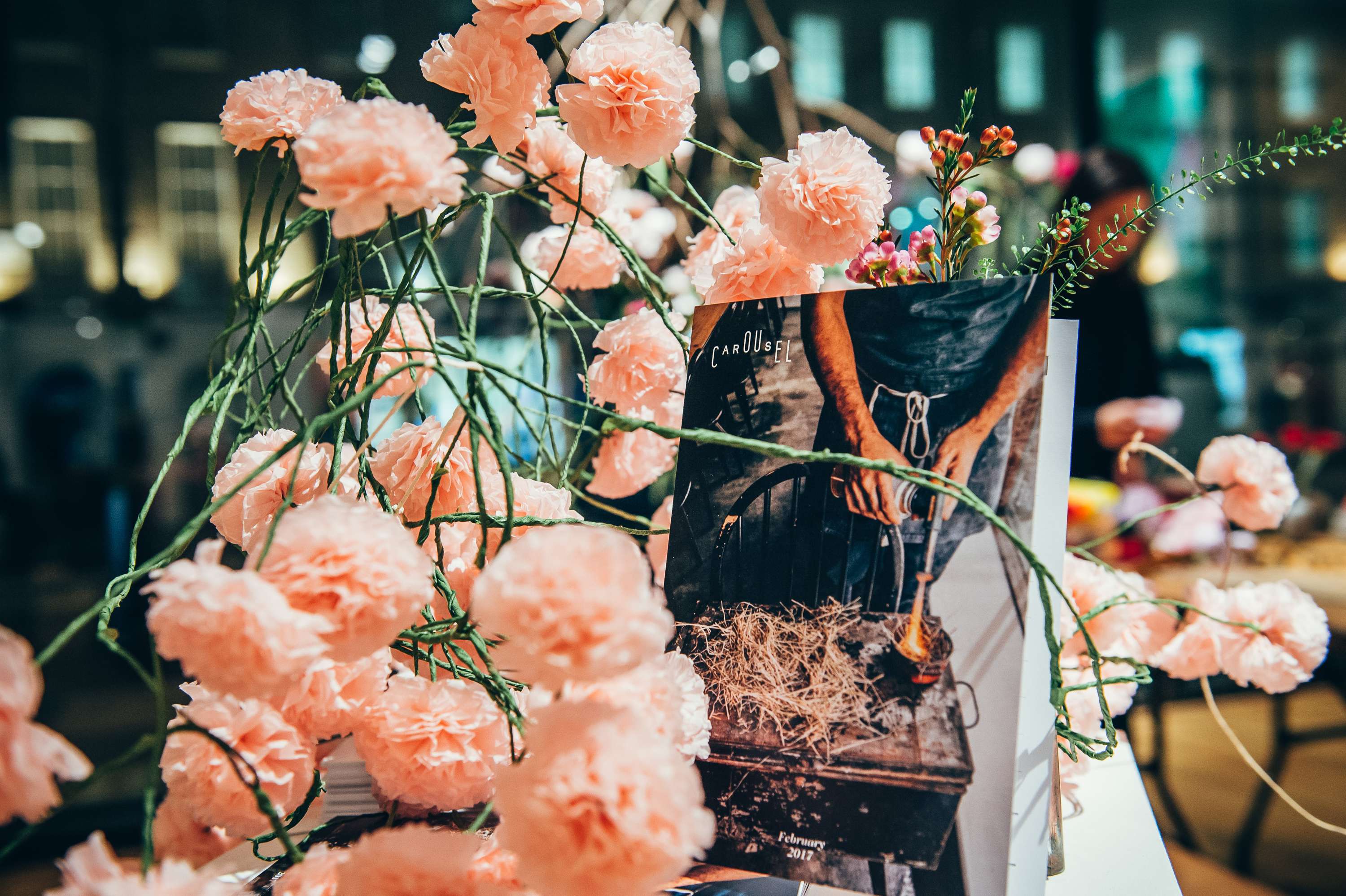 Carousel London: Paper Flower Window Display by Karen Hsu