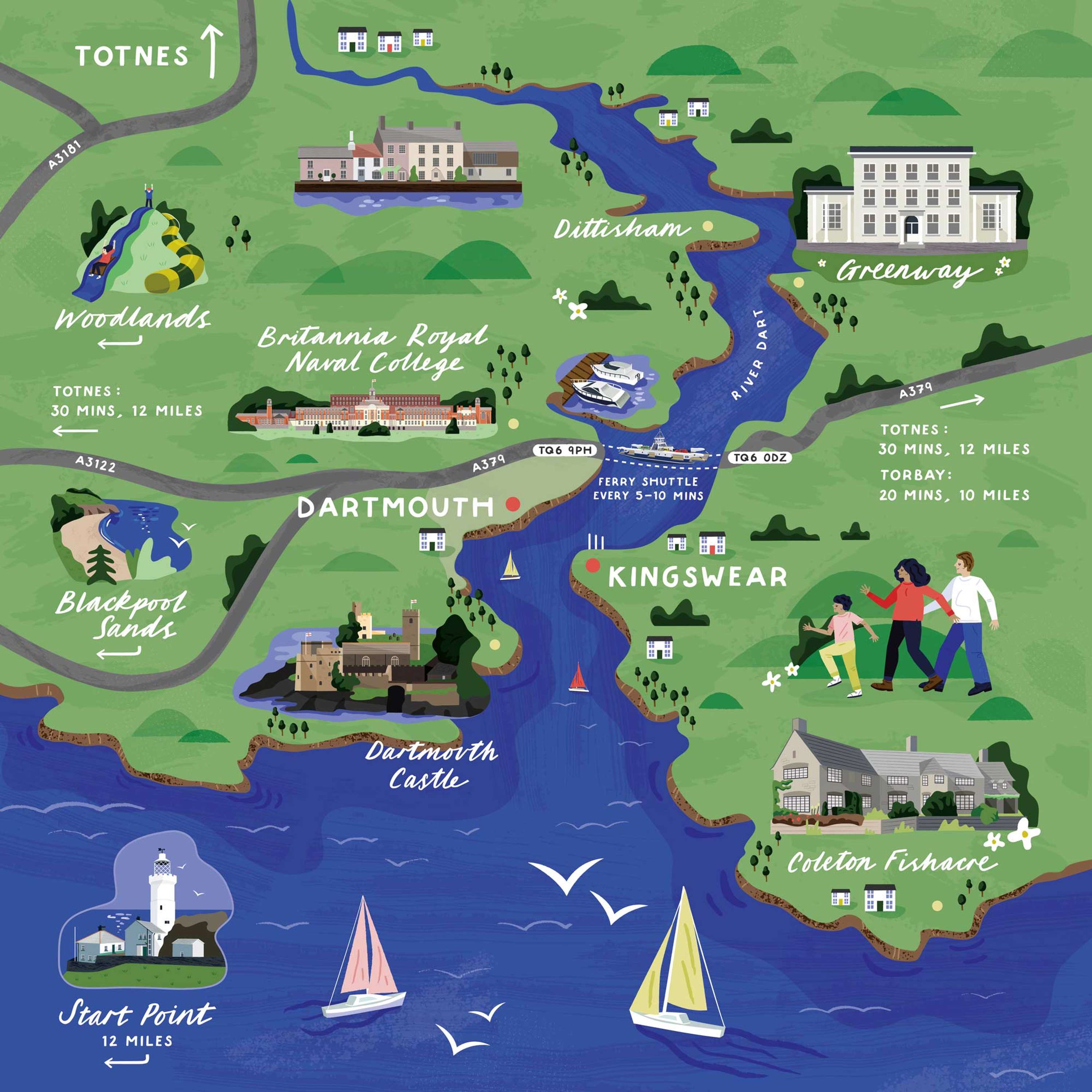 Dartmouth Ferry Map by Elly Jahnz