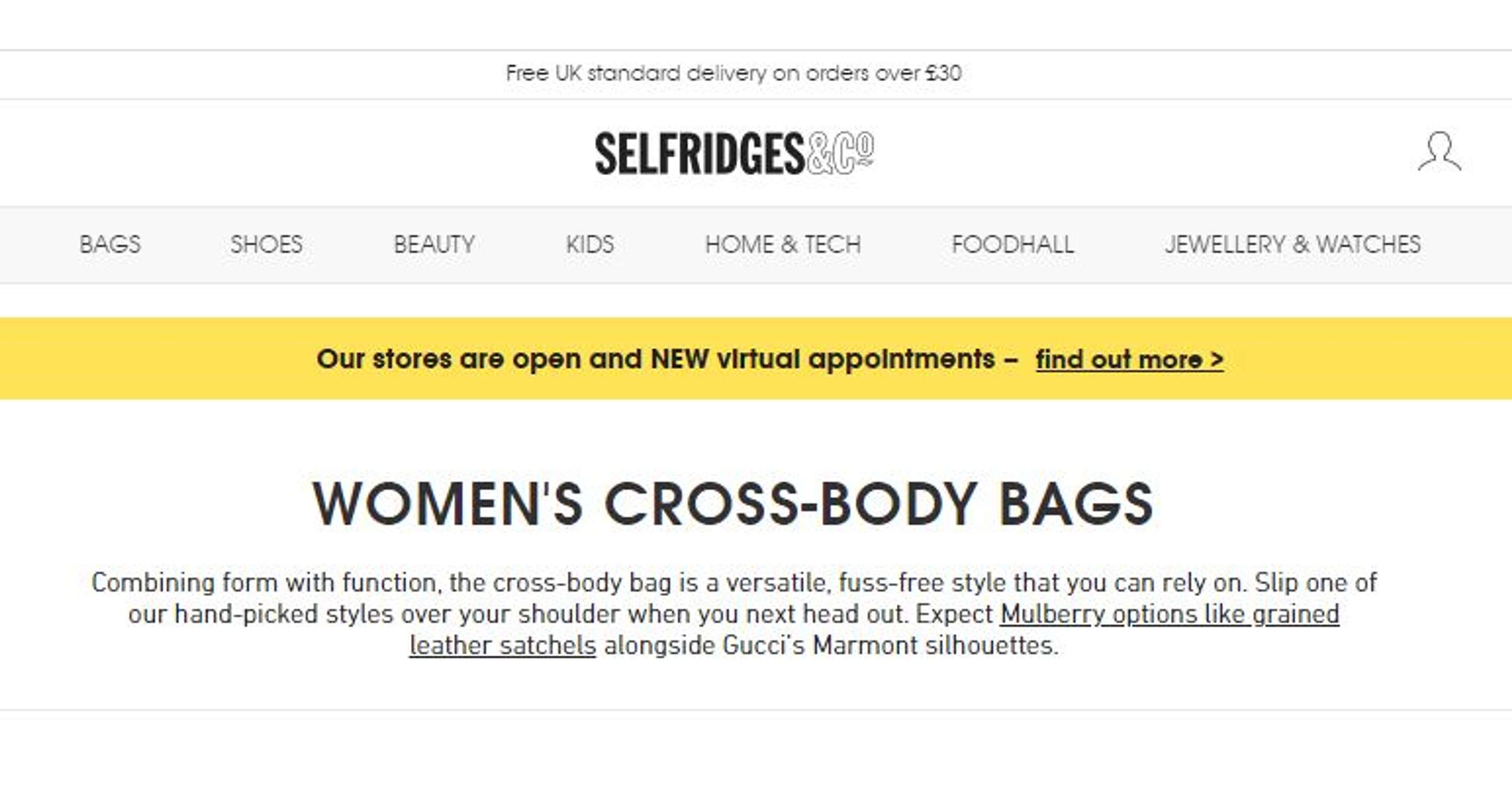 Selfridges SEO PLP Copy Project by Lauren Jobling