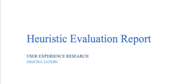 Heuristic Evaluation Report by Dimitra Zafeiri