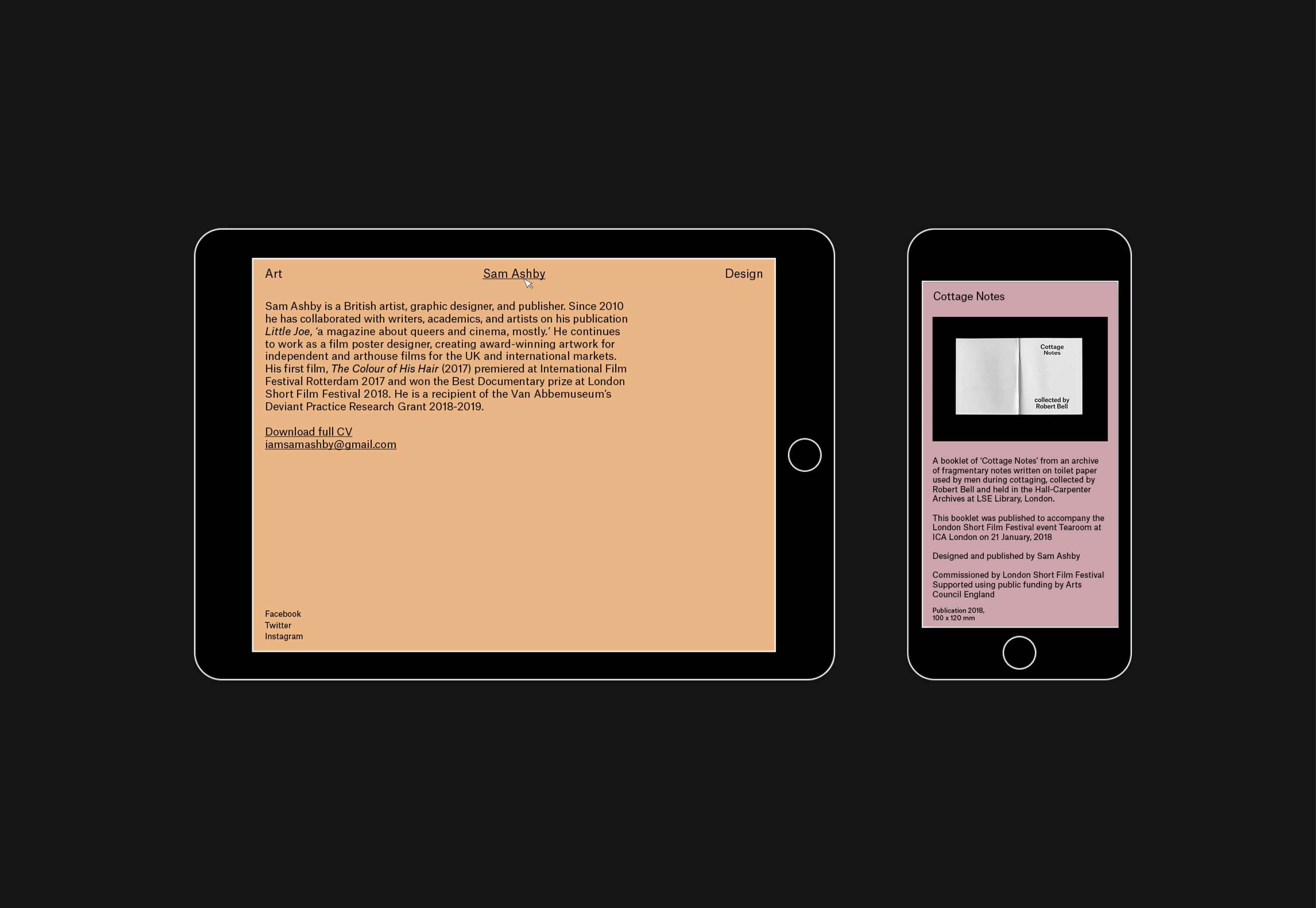 Sam Ashby, Website Design by Hannah Lee