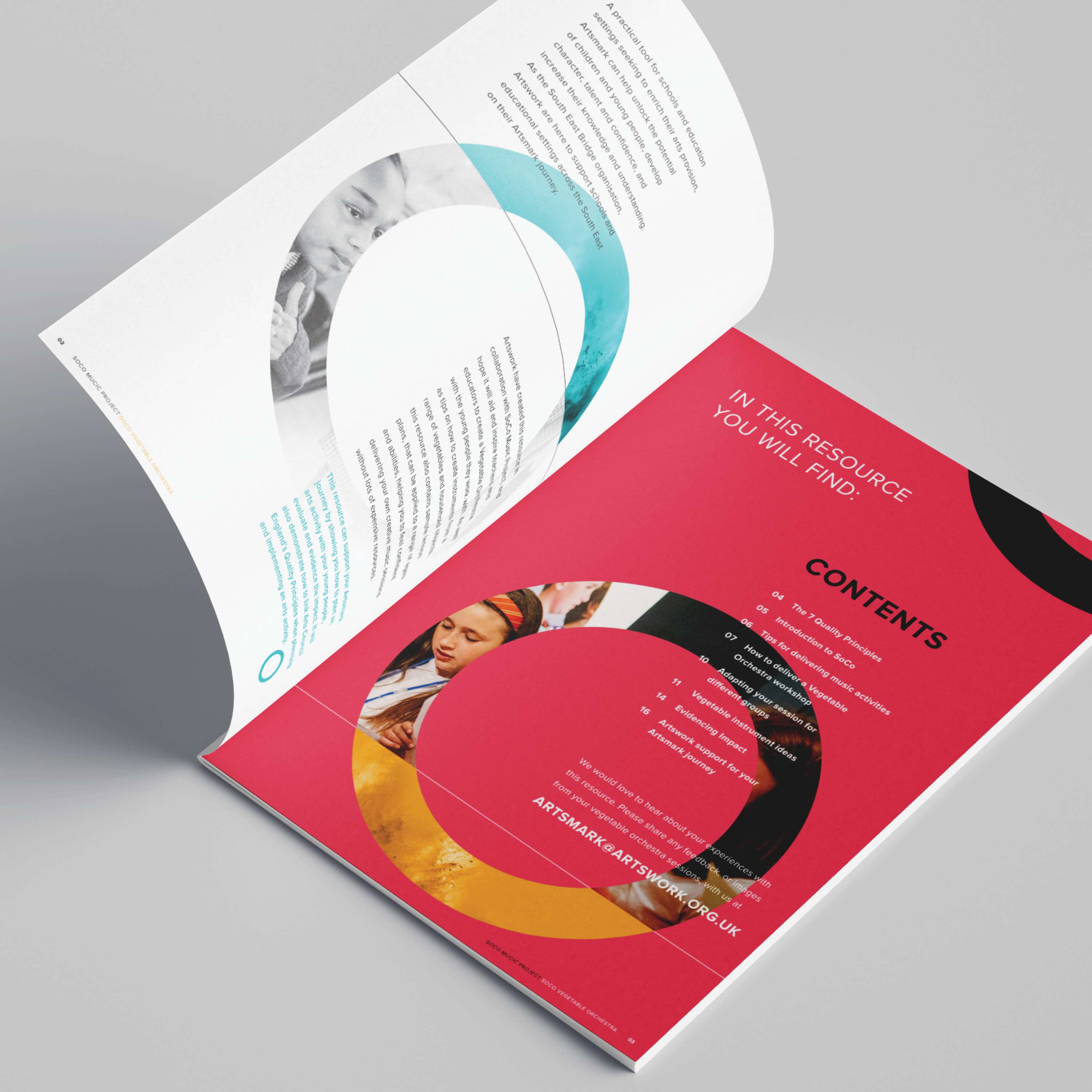 'SoCo Music Project' A4 brochure design by Ali Fielder