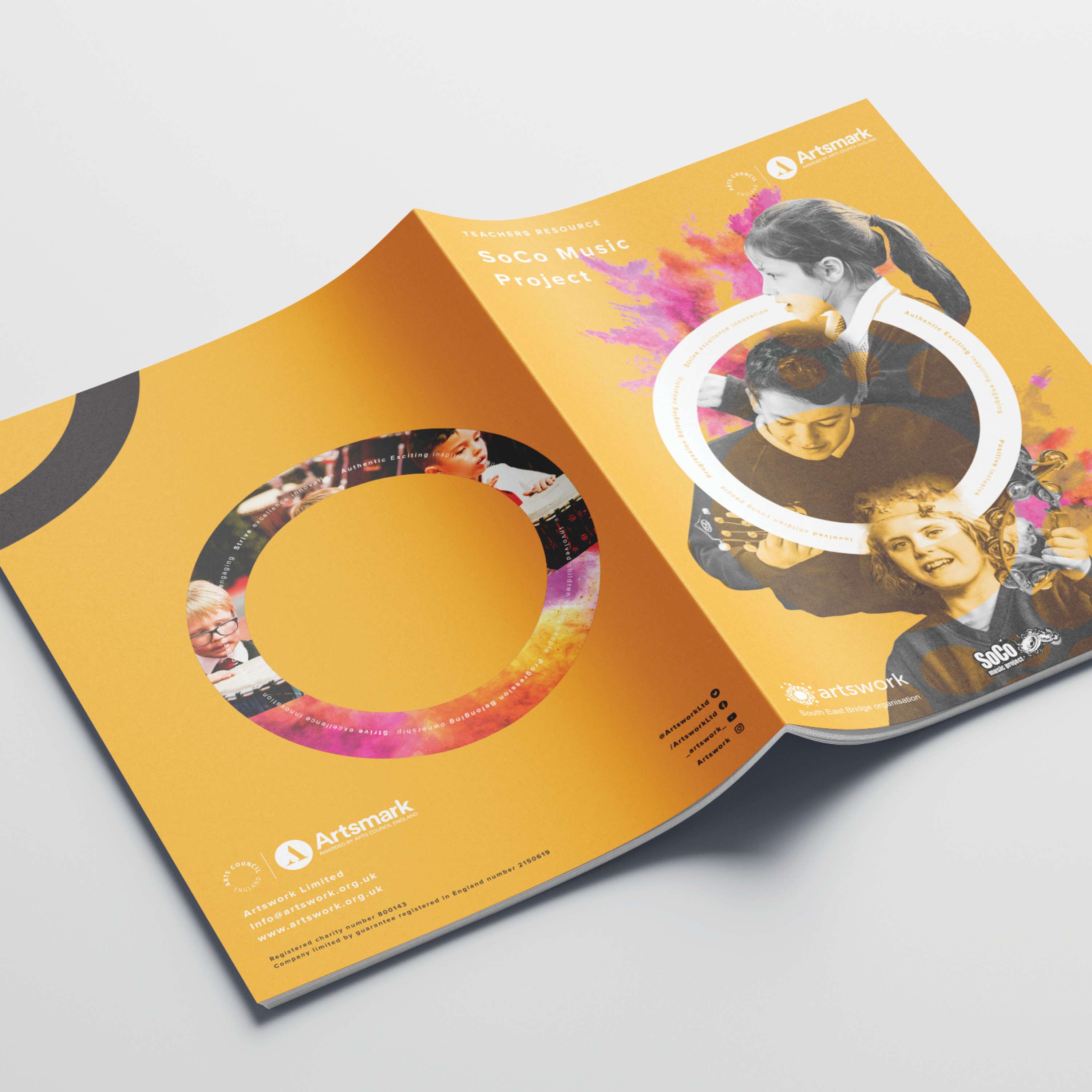 'SoCo Music Project' A4 brochure design by Ali Fielder