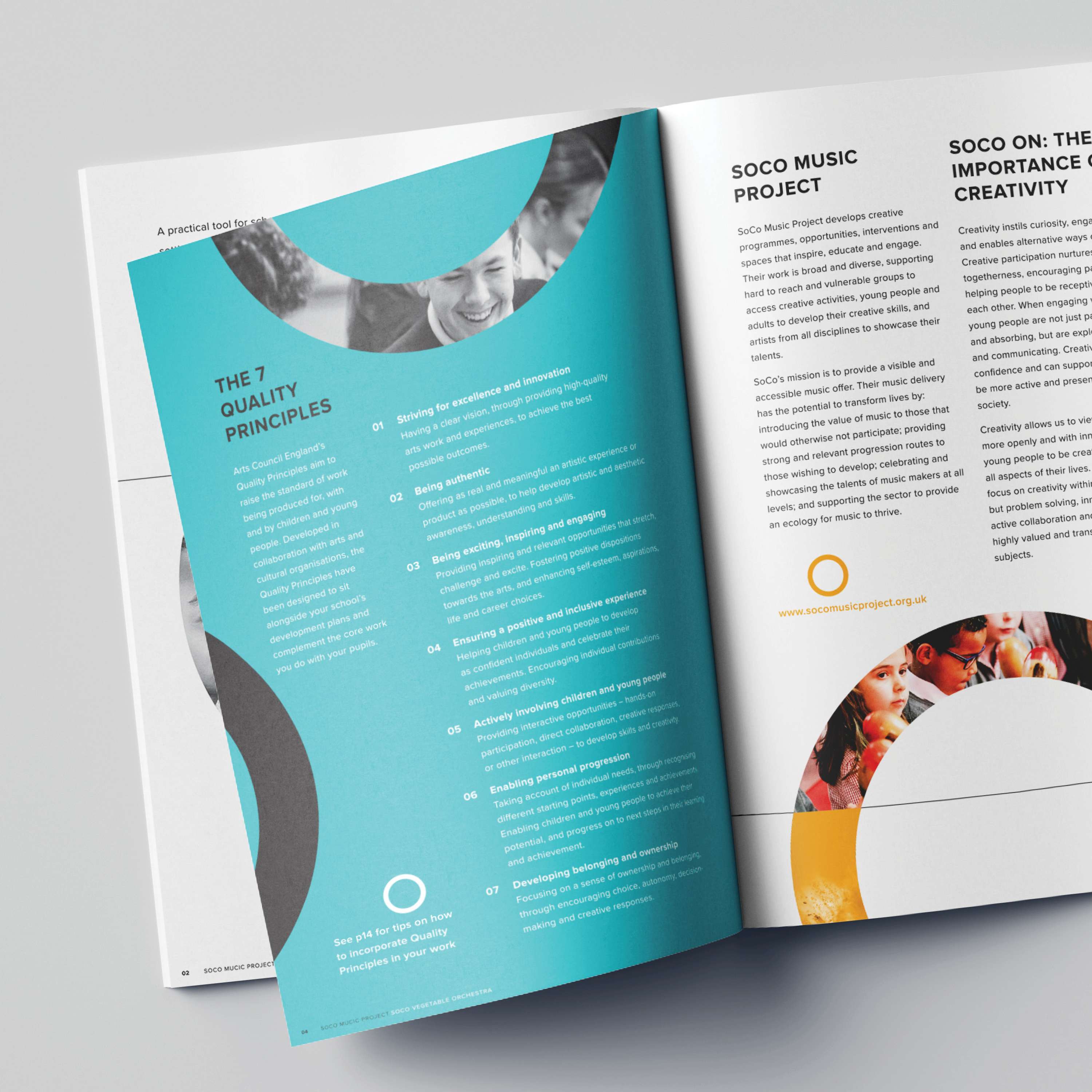 'SoCo Music Project' A4 brochure design by Ali Fielder