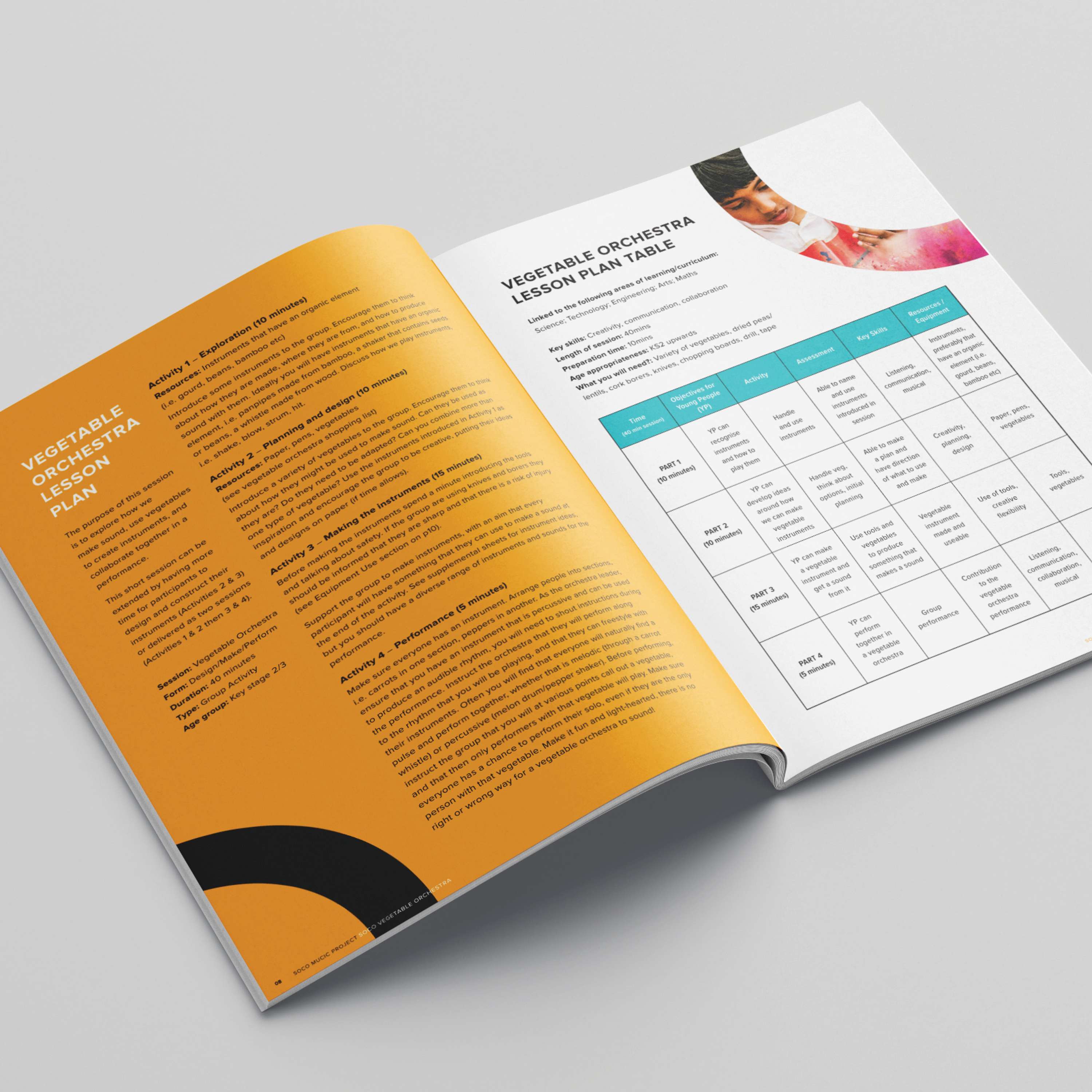 'SoCo Music Project' A4 brochure design by Ali Fielder