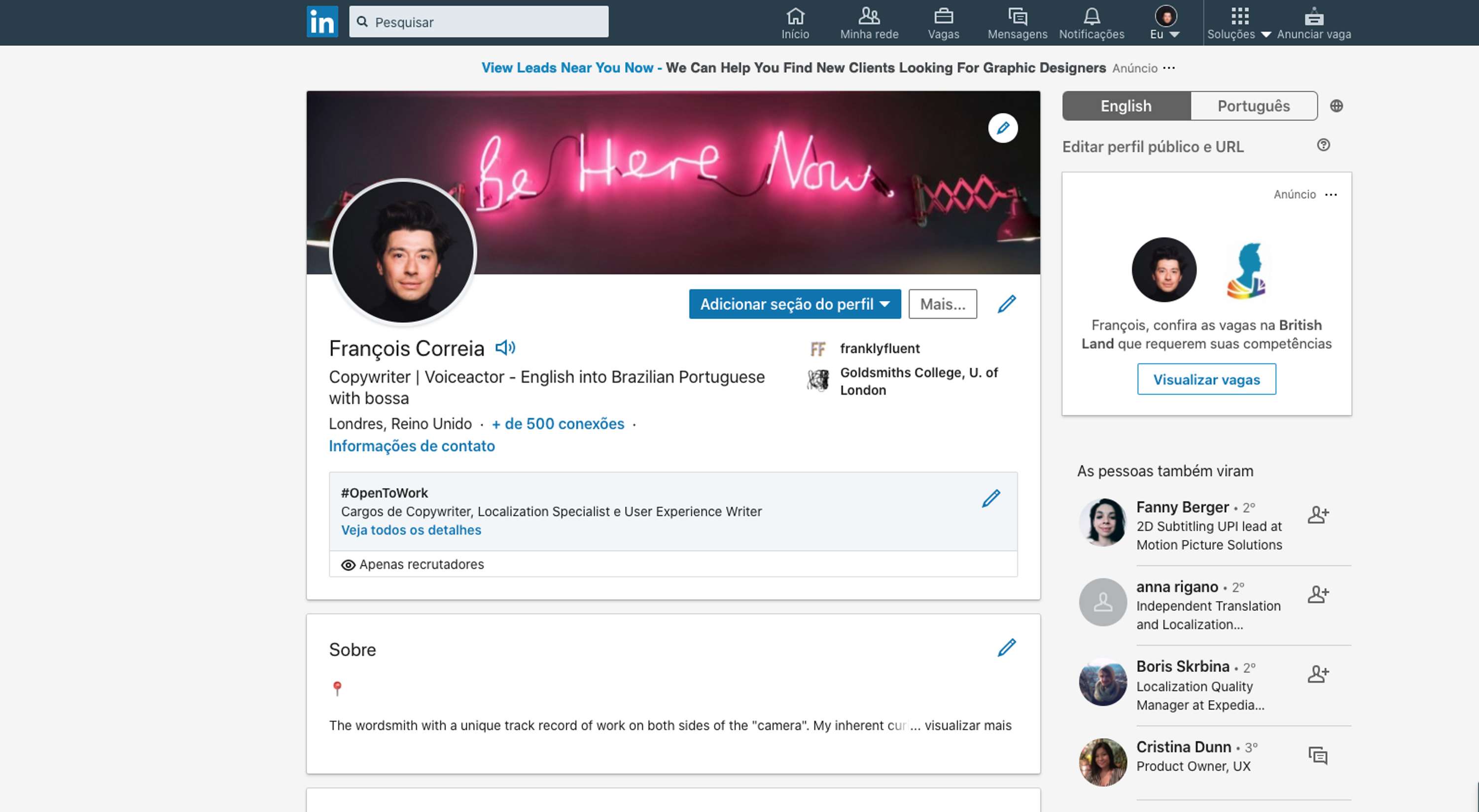 LinkedIn UX copywriting by François Correia