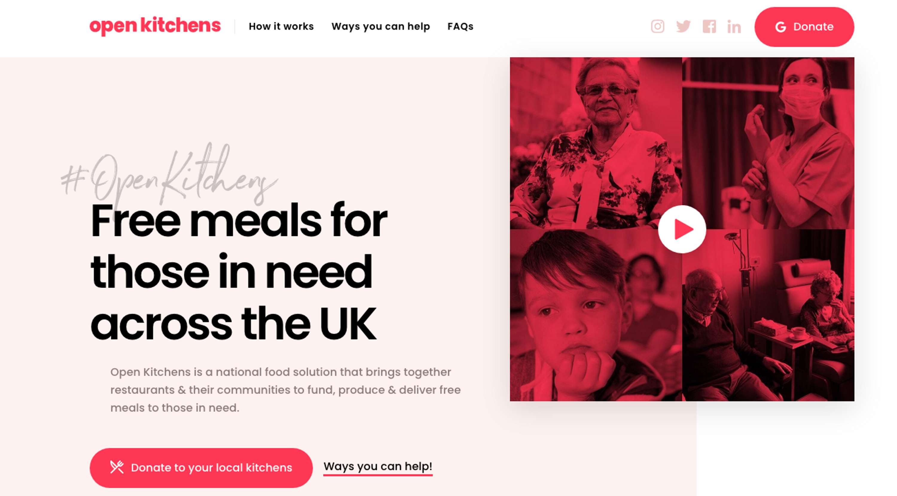 Free meals for those in need with Open Kitchens UK by Lions and Lambs Magazine