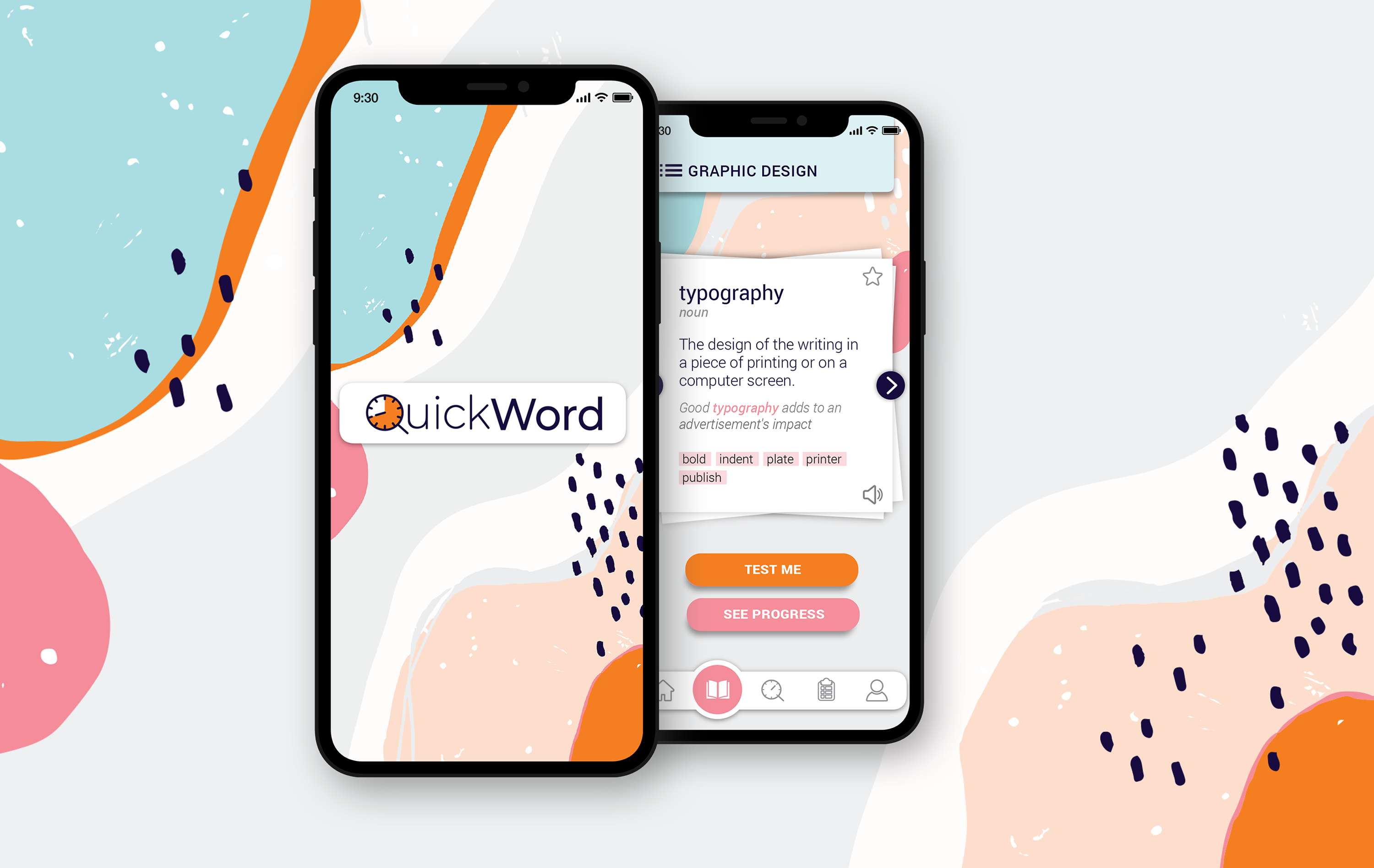Quick Word: Native app to empower people to learn new vocabulary in their field with flip cards and quick tests by Emily Bunch