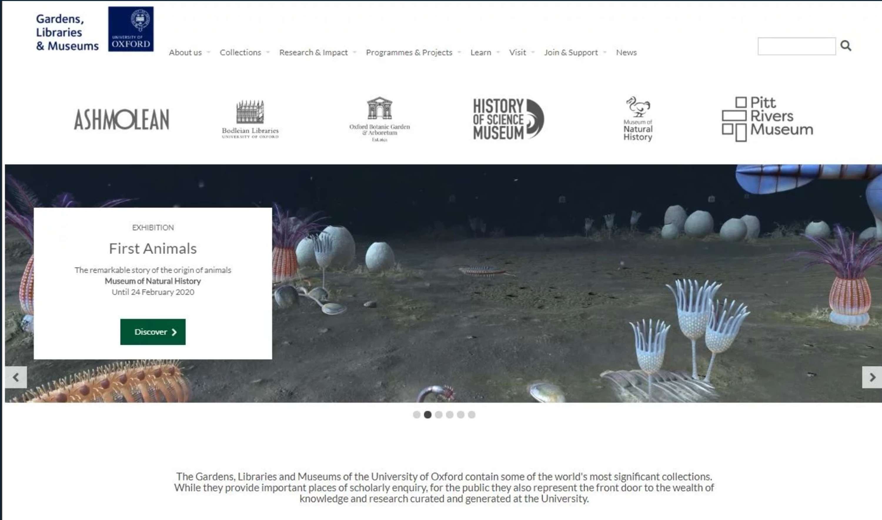 GLAM Oxford University website redevelopment by Nataša Stuper