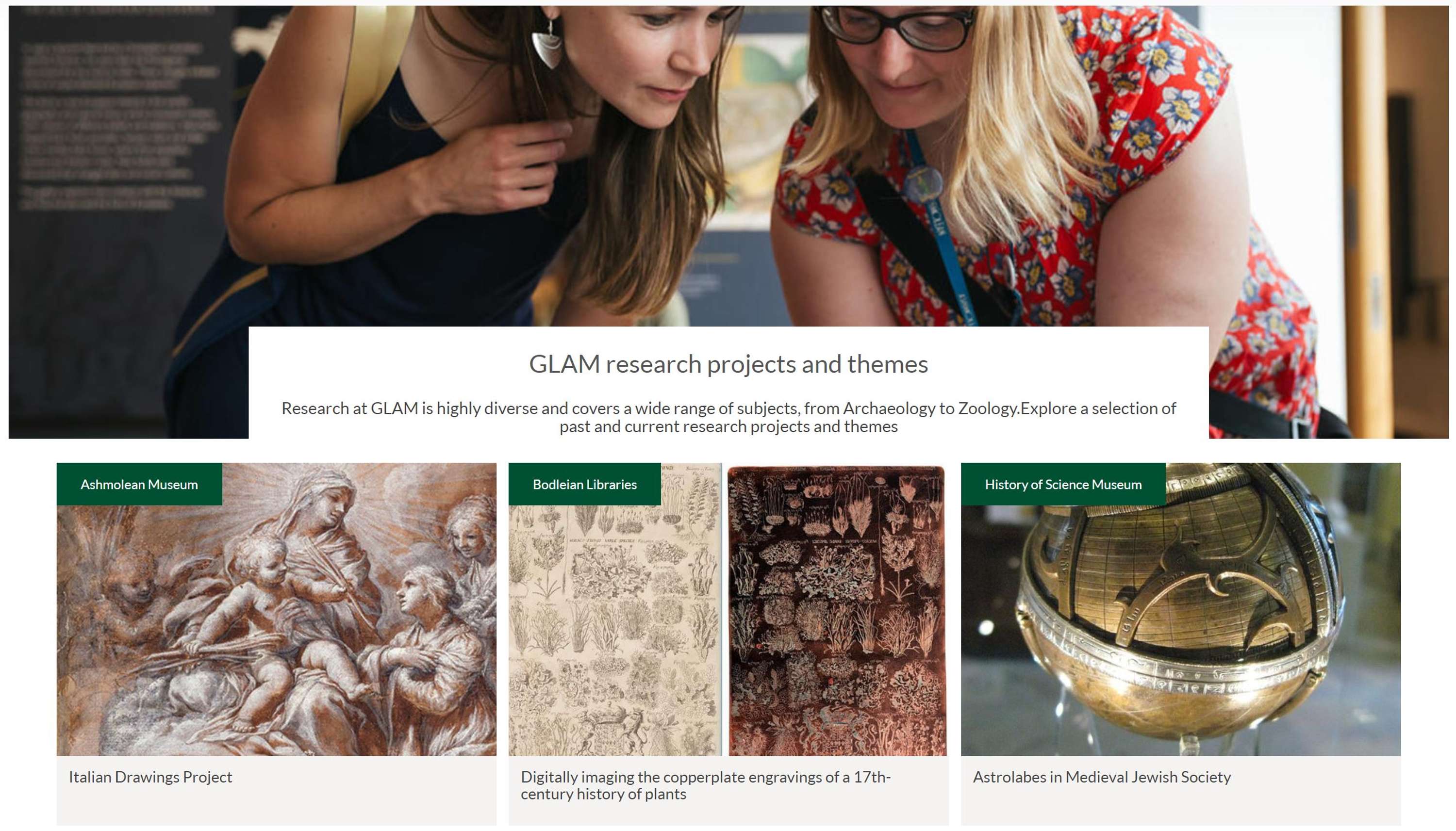 GLAM Oxford University website redevelopment by Nataša Stuper