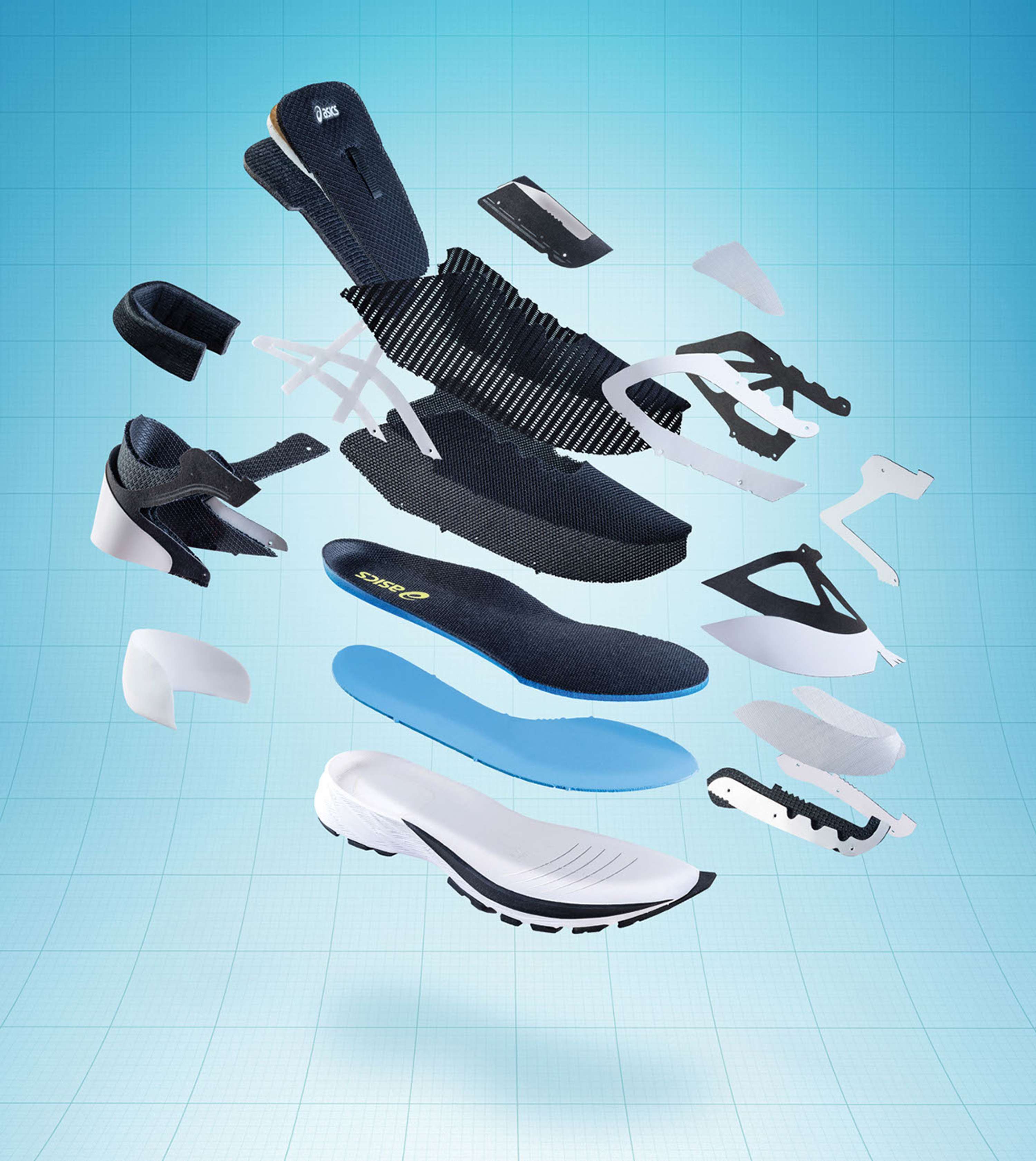 Asics exploded training shoe by Christopher Doyle