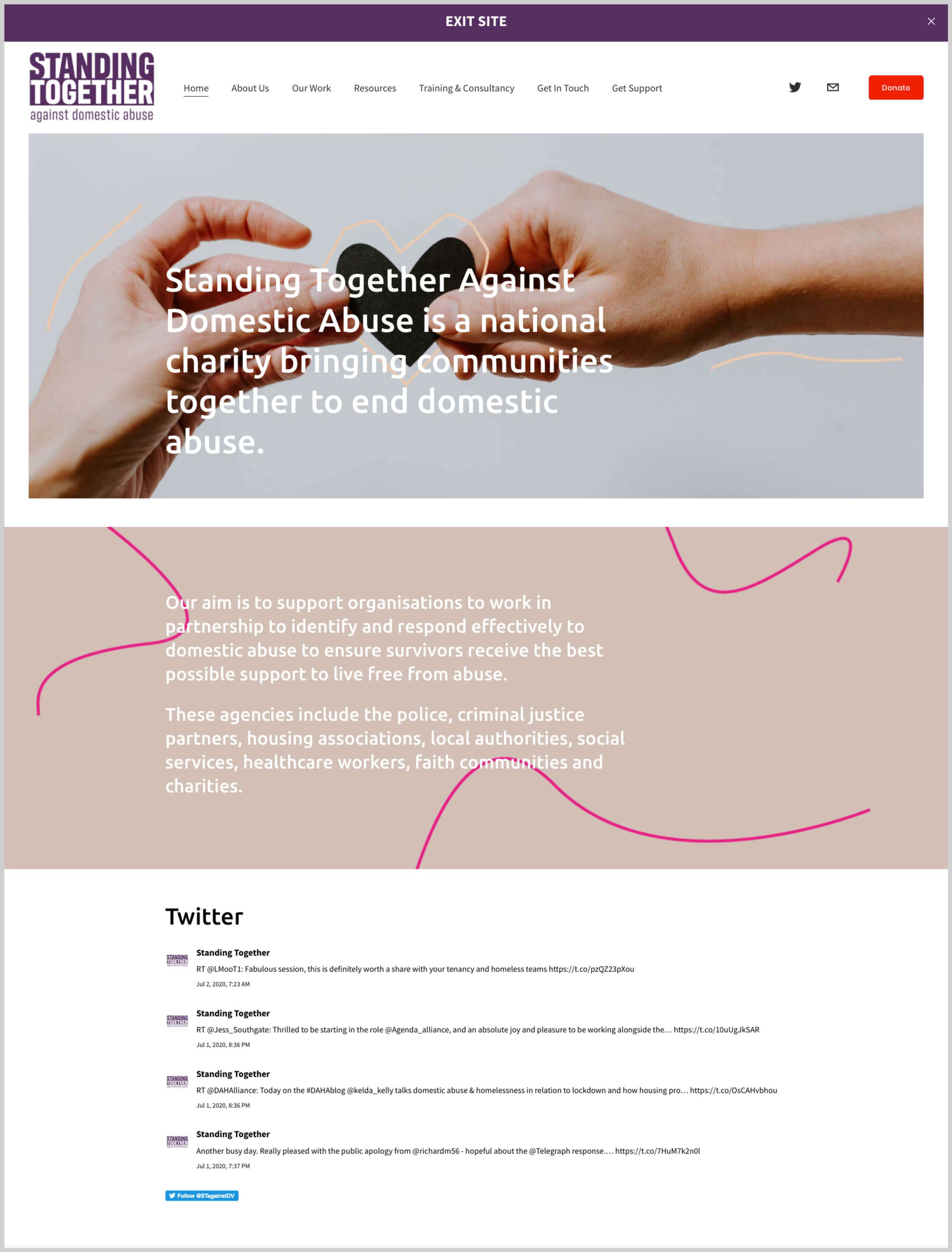 Standing Together website re-design by Millie Mensah