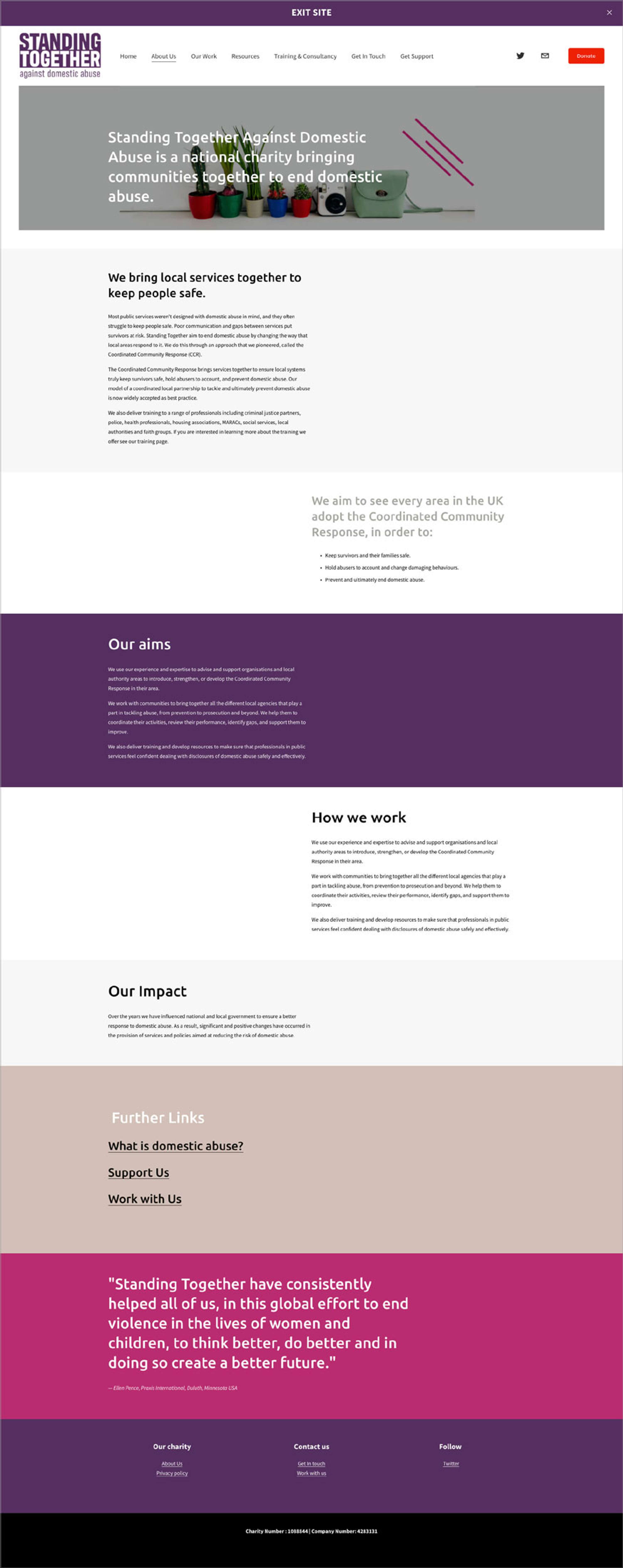 Standing Together website re-design by Millie Mensah