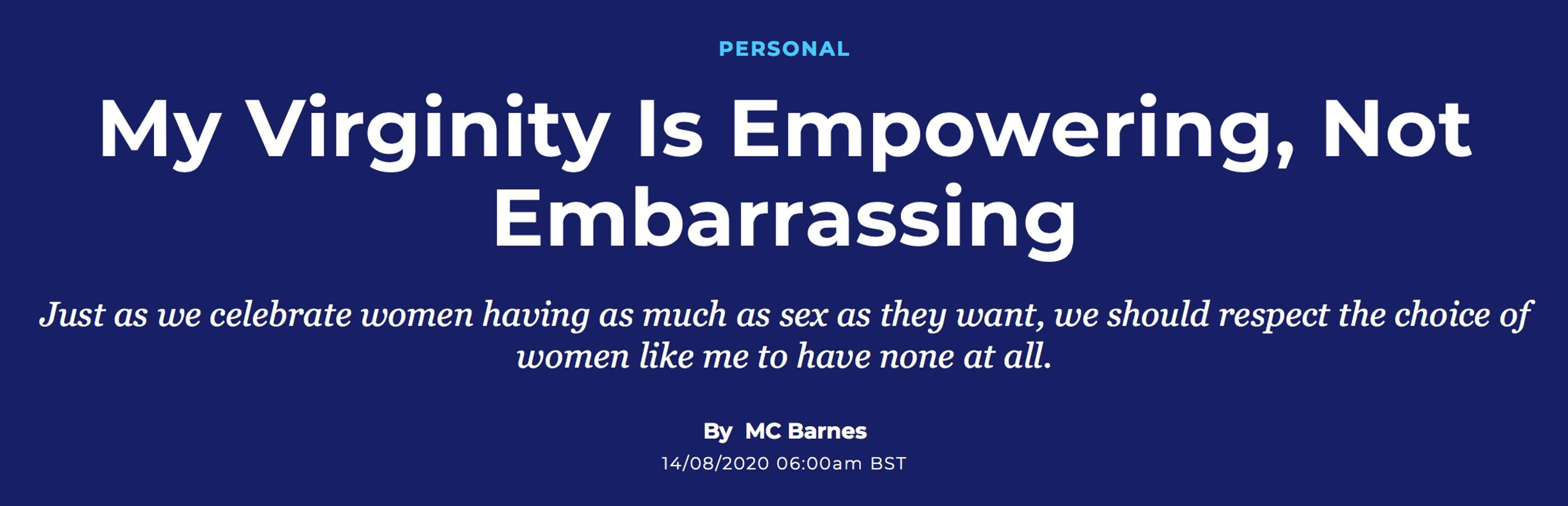 My Virginity is Empowering, Not Embarrassing by MC Barnes