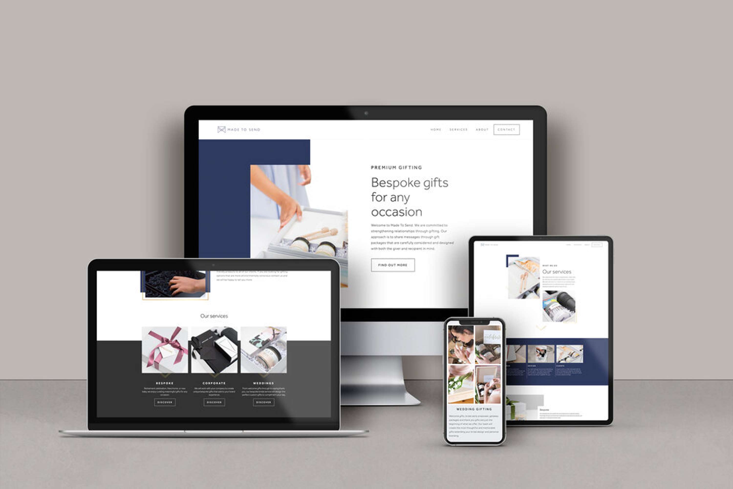 Made To Send - Branding bootcamp, packaging, presentation design and Squarespace website design and build by Ruby Ellis