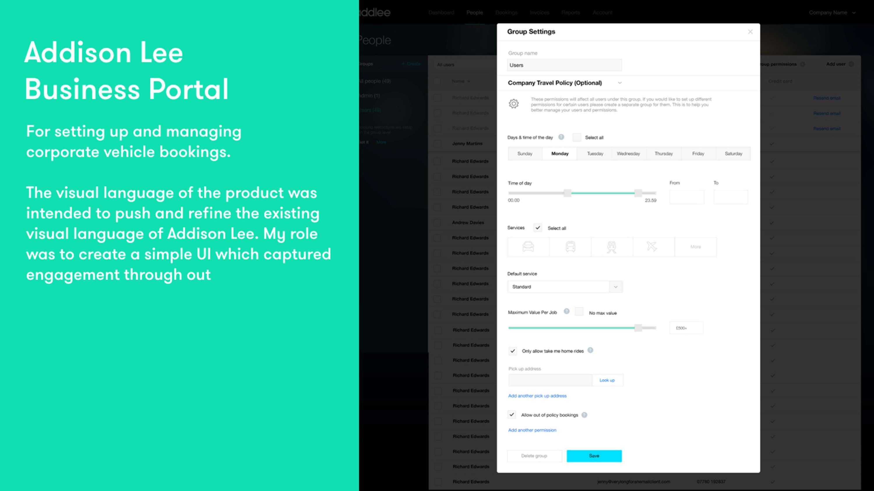 Addison Lee Business Portal by Claire Nicola Fawcett