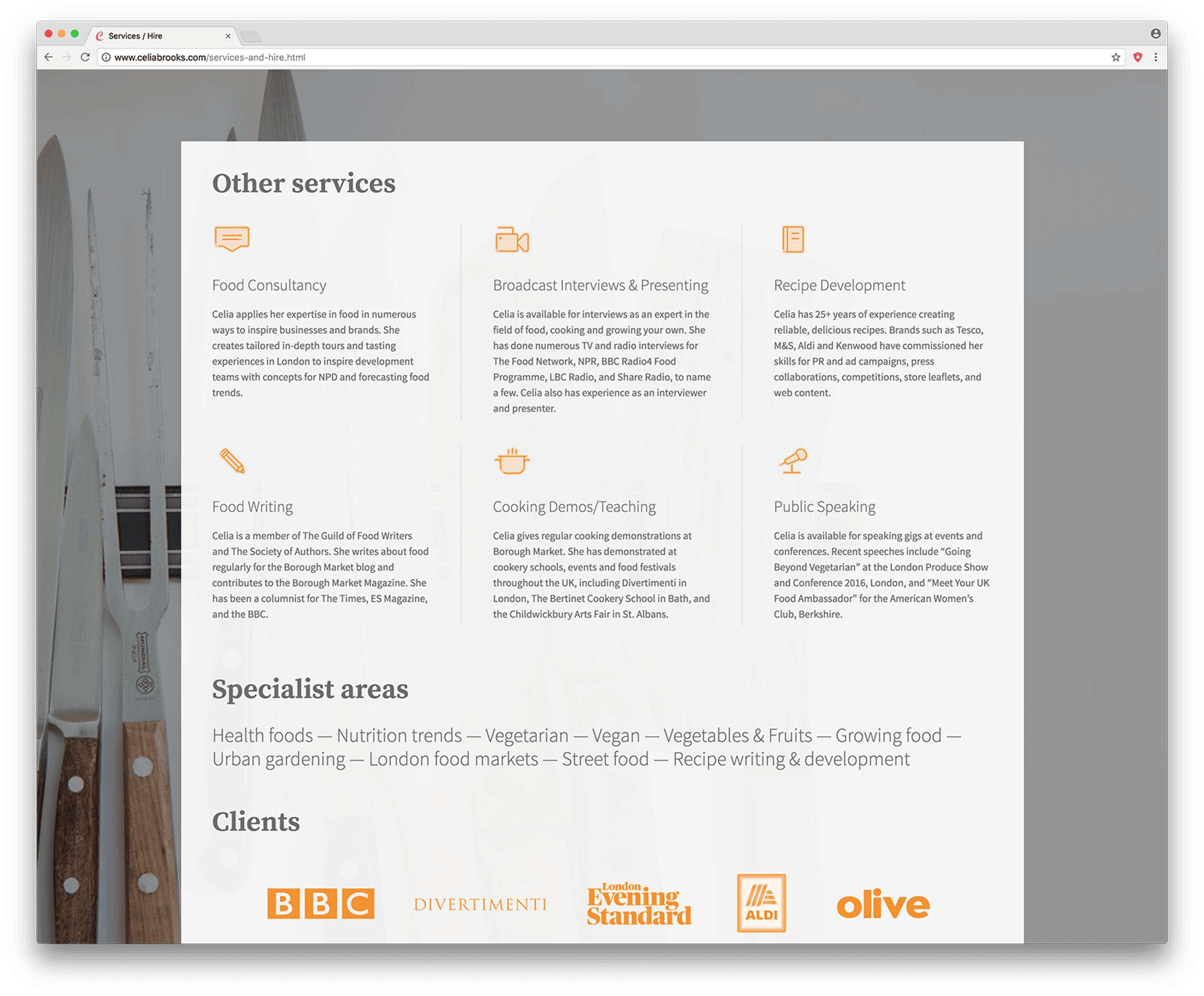 CASE STUDY: Building a website for a food professional by Justin Marazita