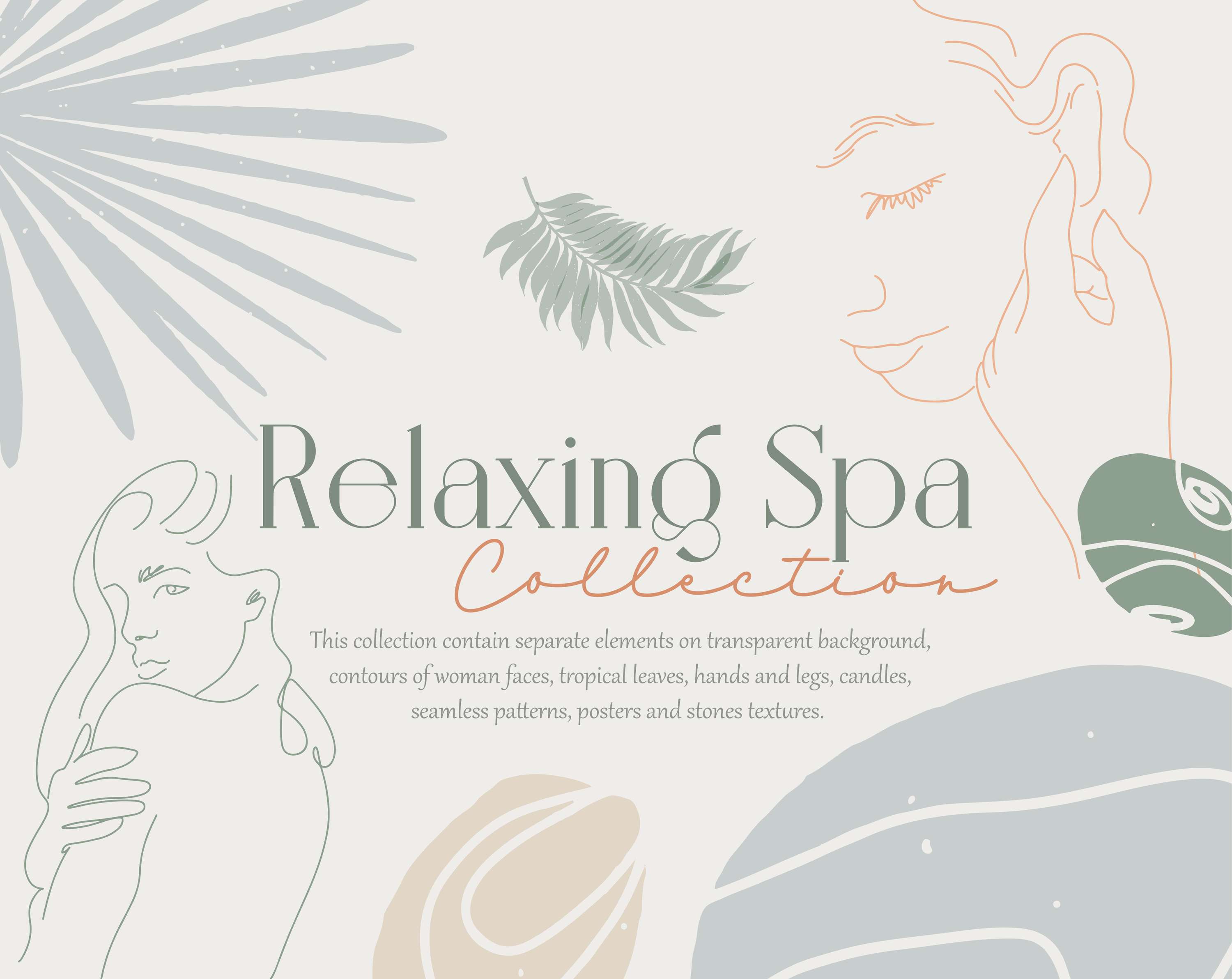 Spa collection in line art style. by Valeriia Riabko