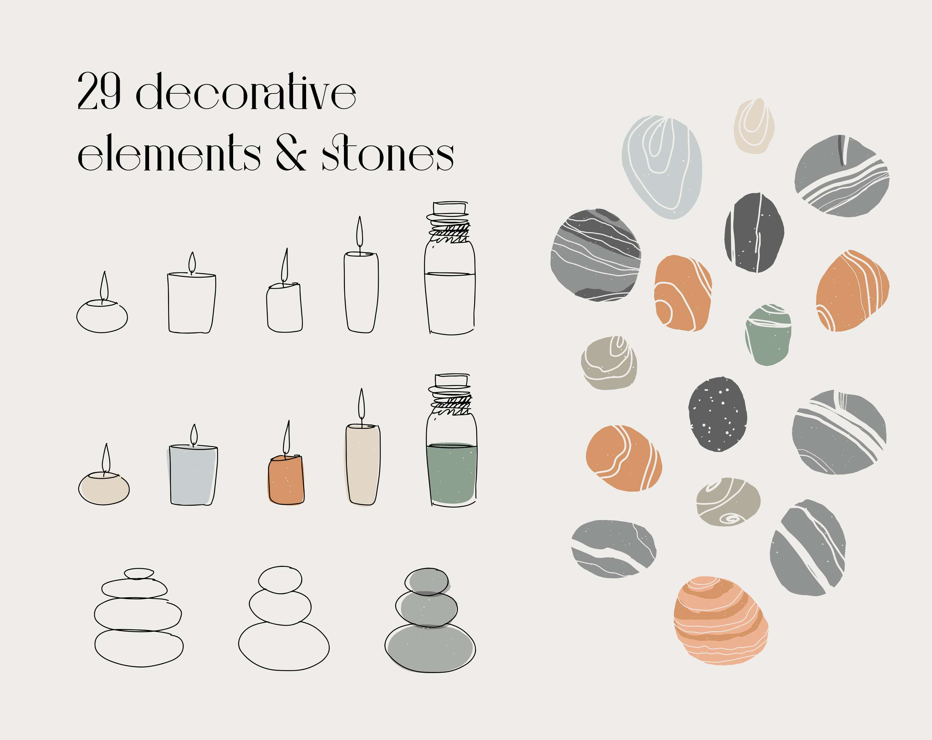 Spa collection in line art style. by Valeriia Riabko