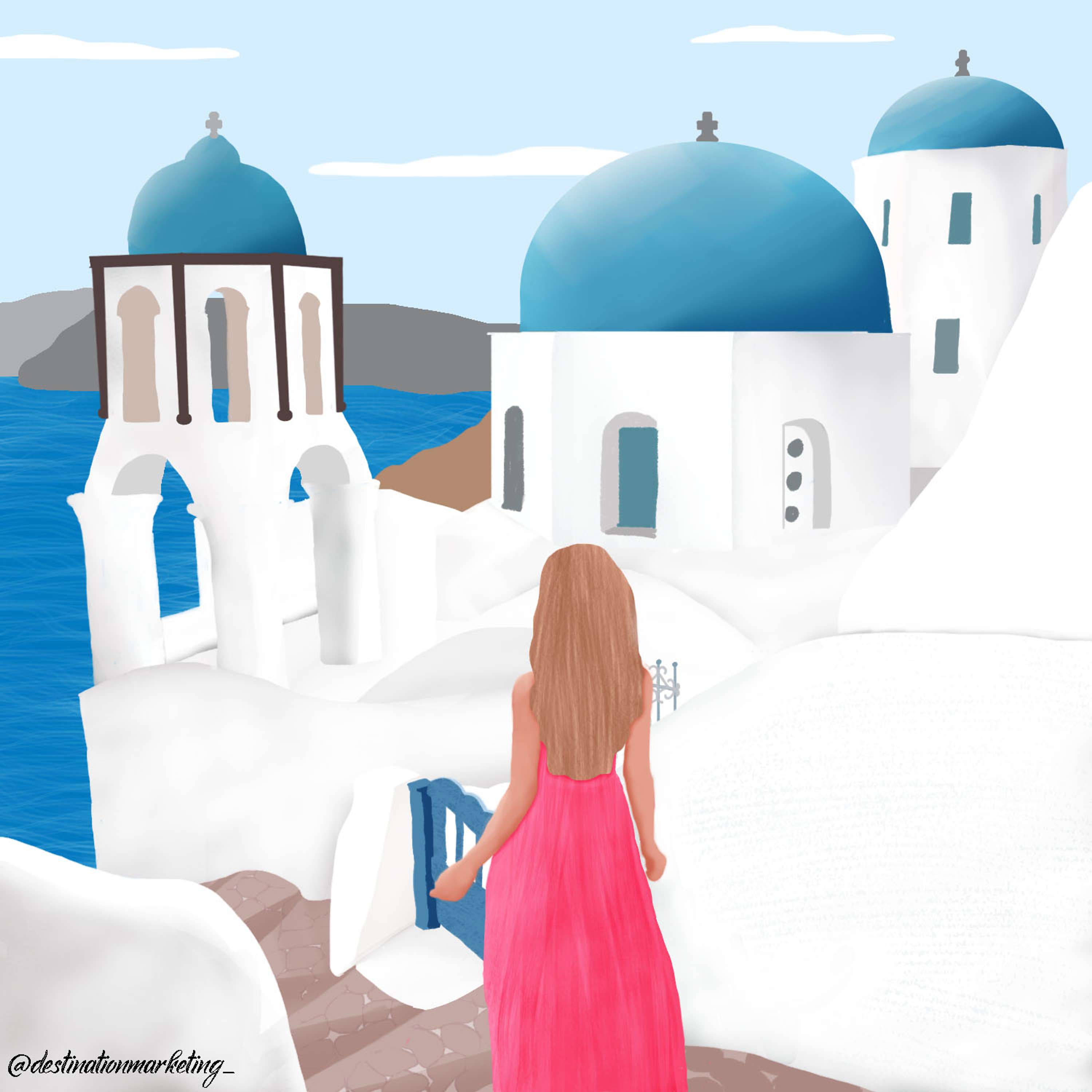 Destination Highlight Illustration - Santorini by Maja Nenadov Webster
