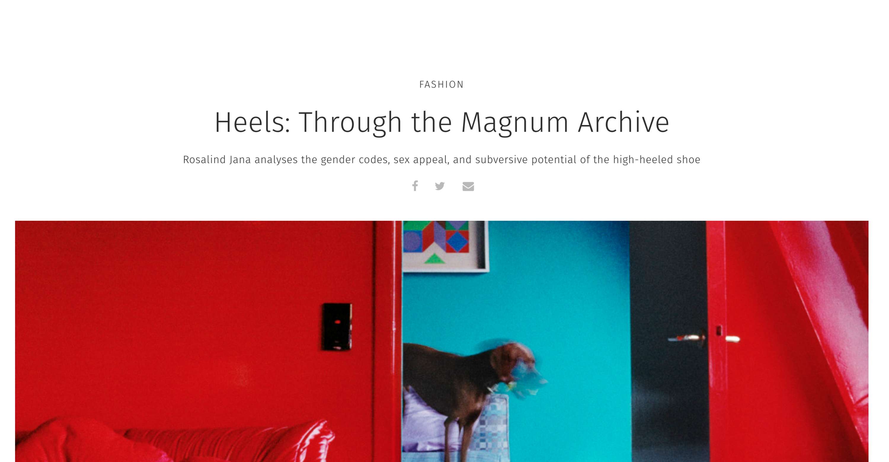 Monthly column for Magnum Photos by Rosalind Jana