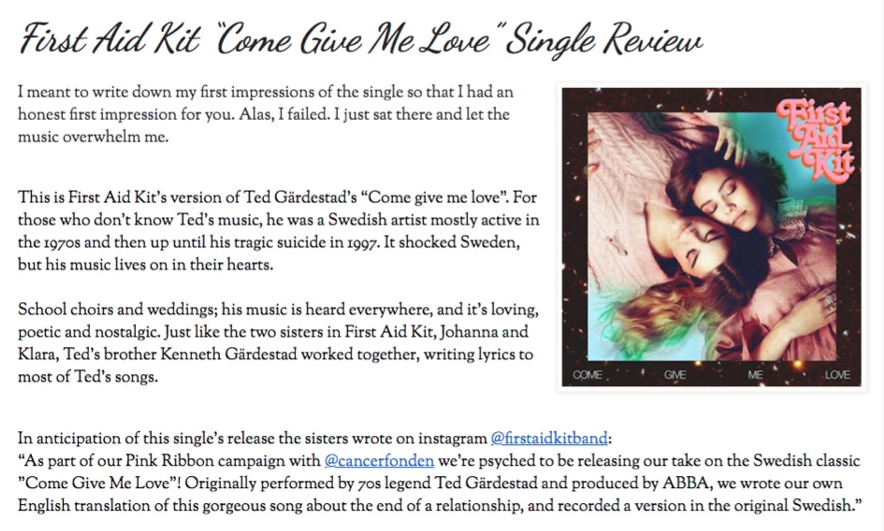 Published Single Review by Linnea Kempe