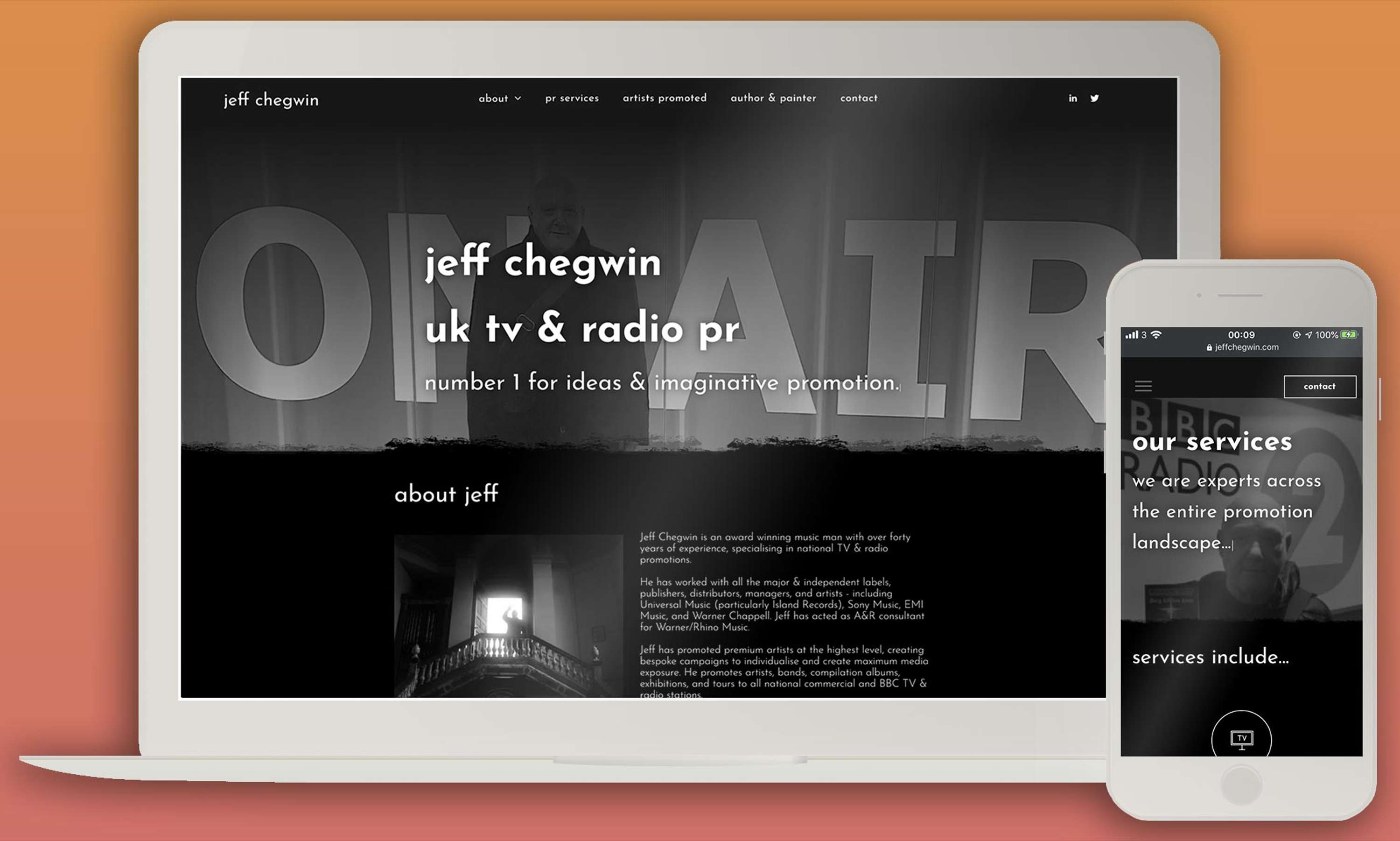 Jeff Chegwin Music PR Website Design & Development by Kara Mukerjee