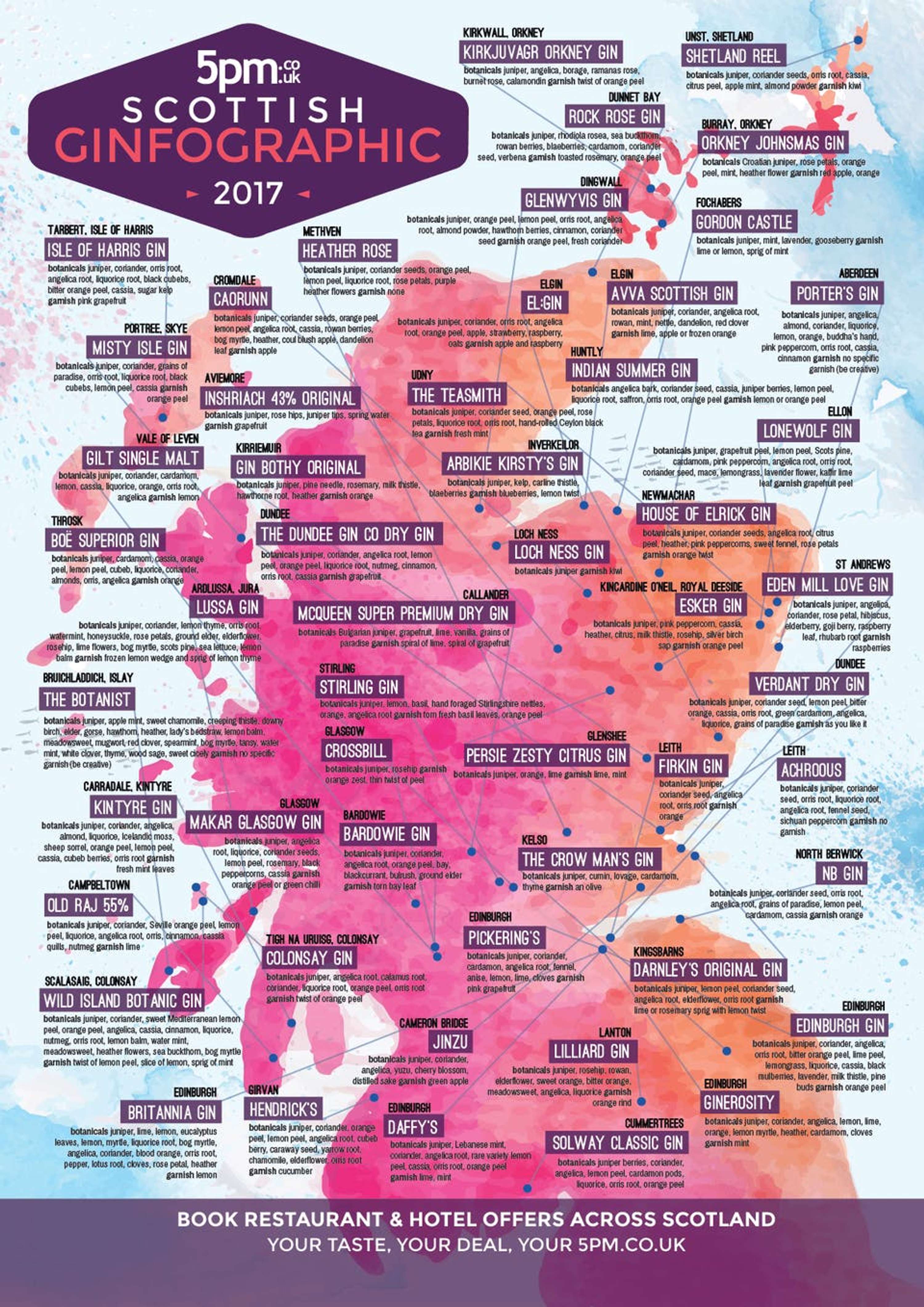 5pm Gin Map of Scotland by Maureen Collins