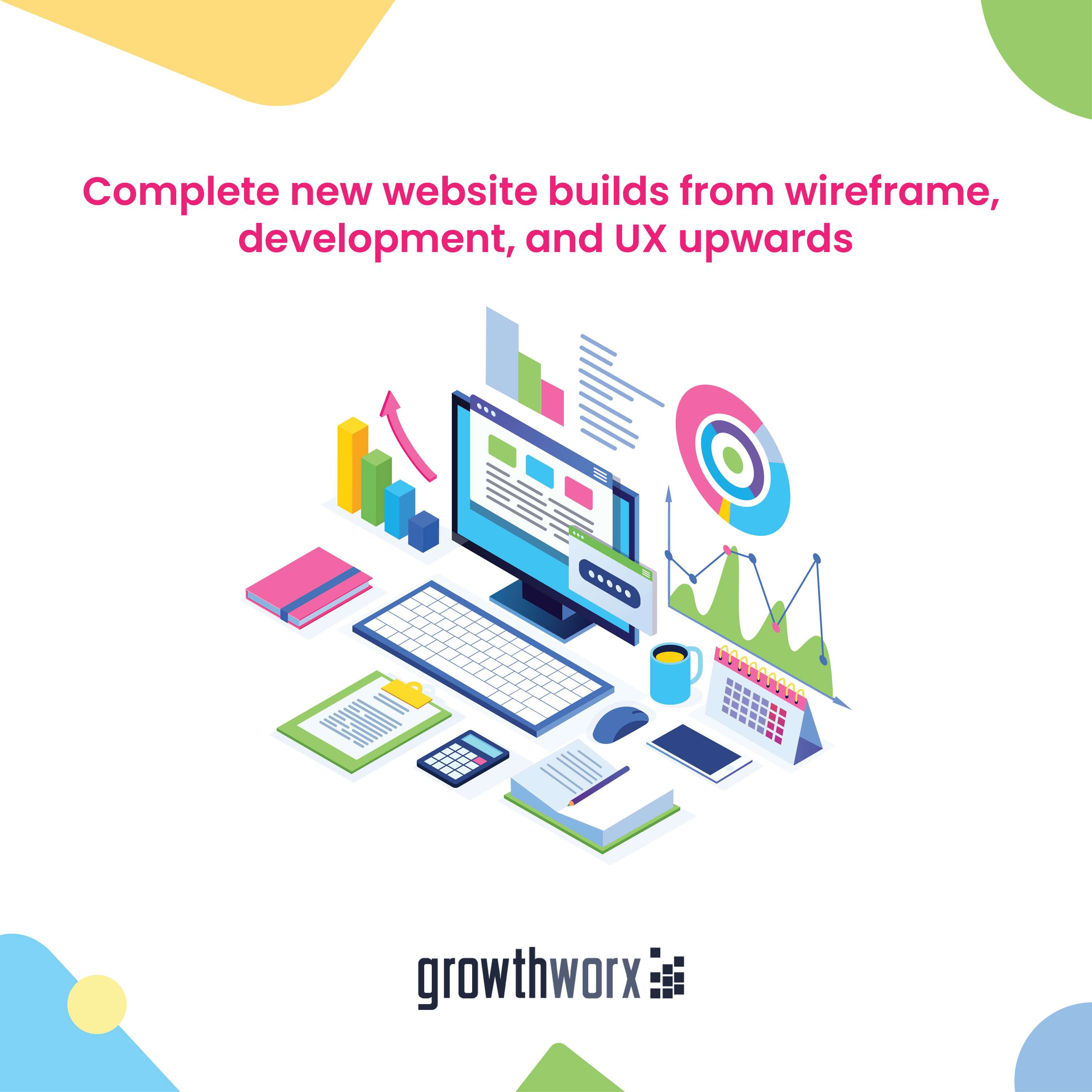 Complete new website builds from wireframe, development, and UX upwards by Growthworx Marketing Soliutions