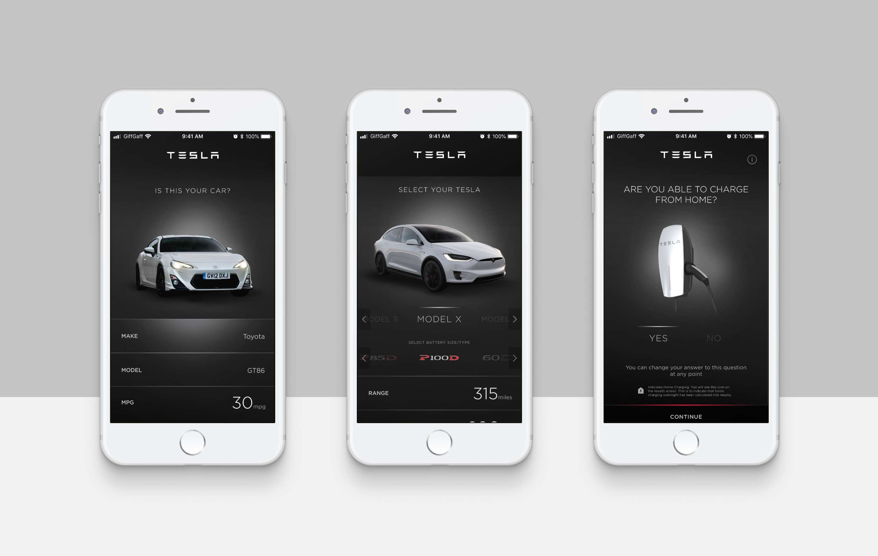 Tesla Charge Ahead mobile app by Jon Quayle