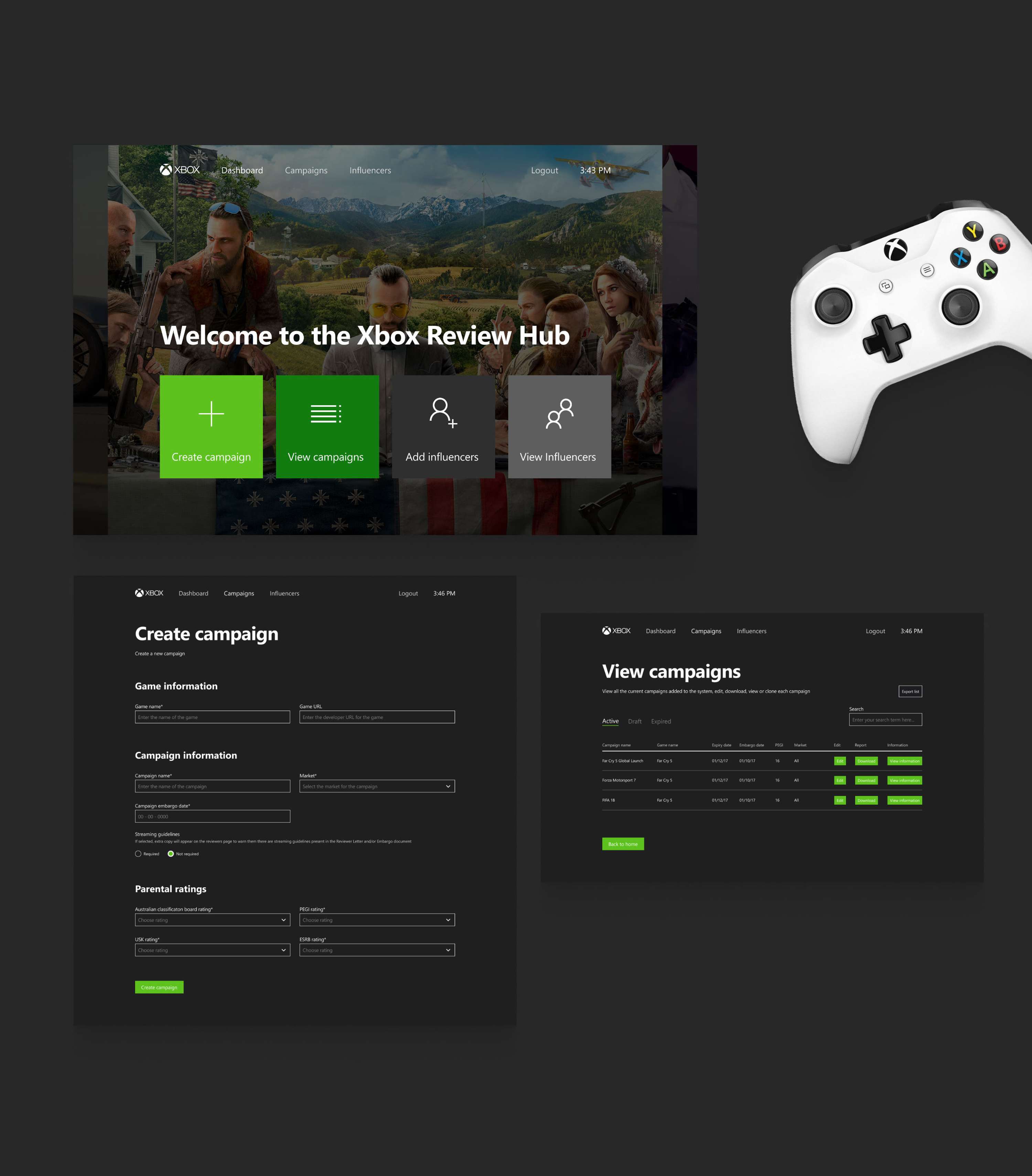 Digital hub website design for Xbox by Jon Quayle