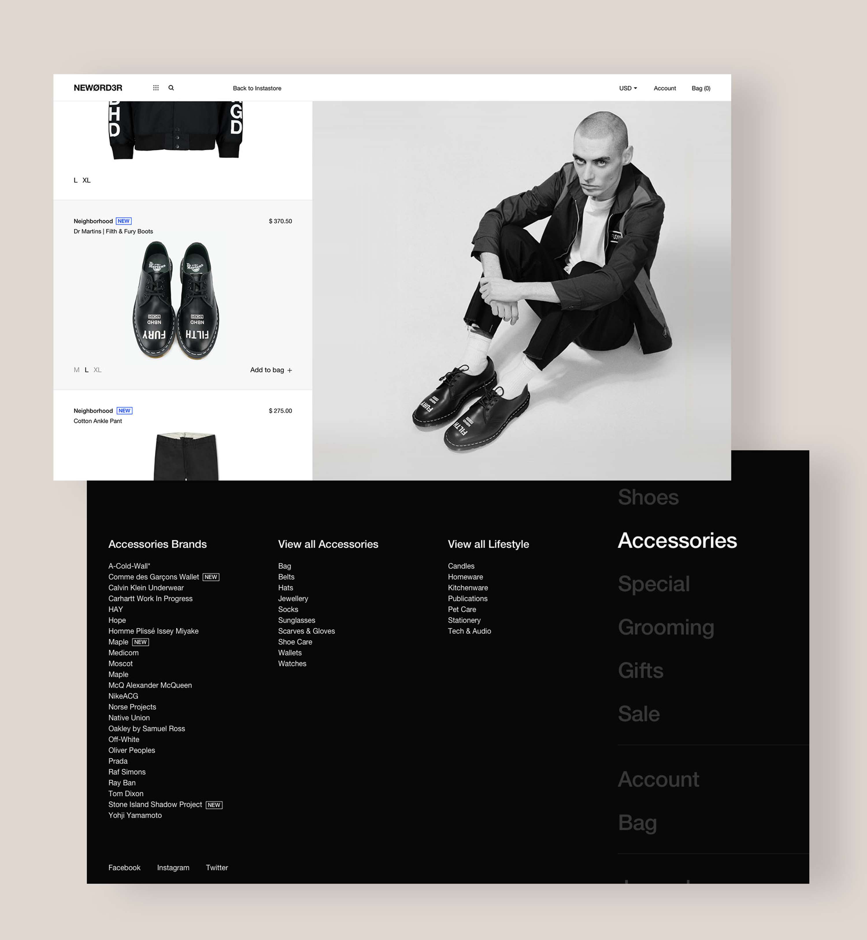 NEWØRD3R | UX/UI Ecommerce by Pete Brady