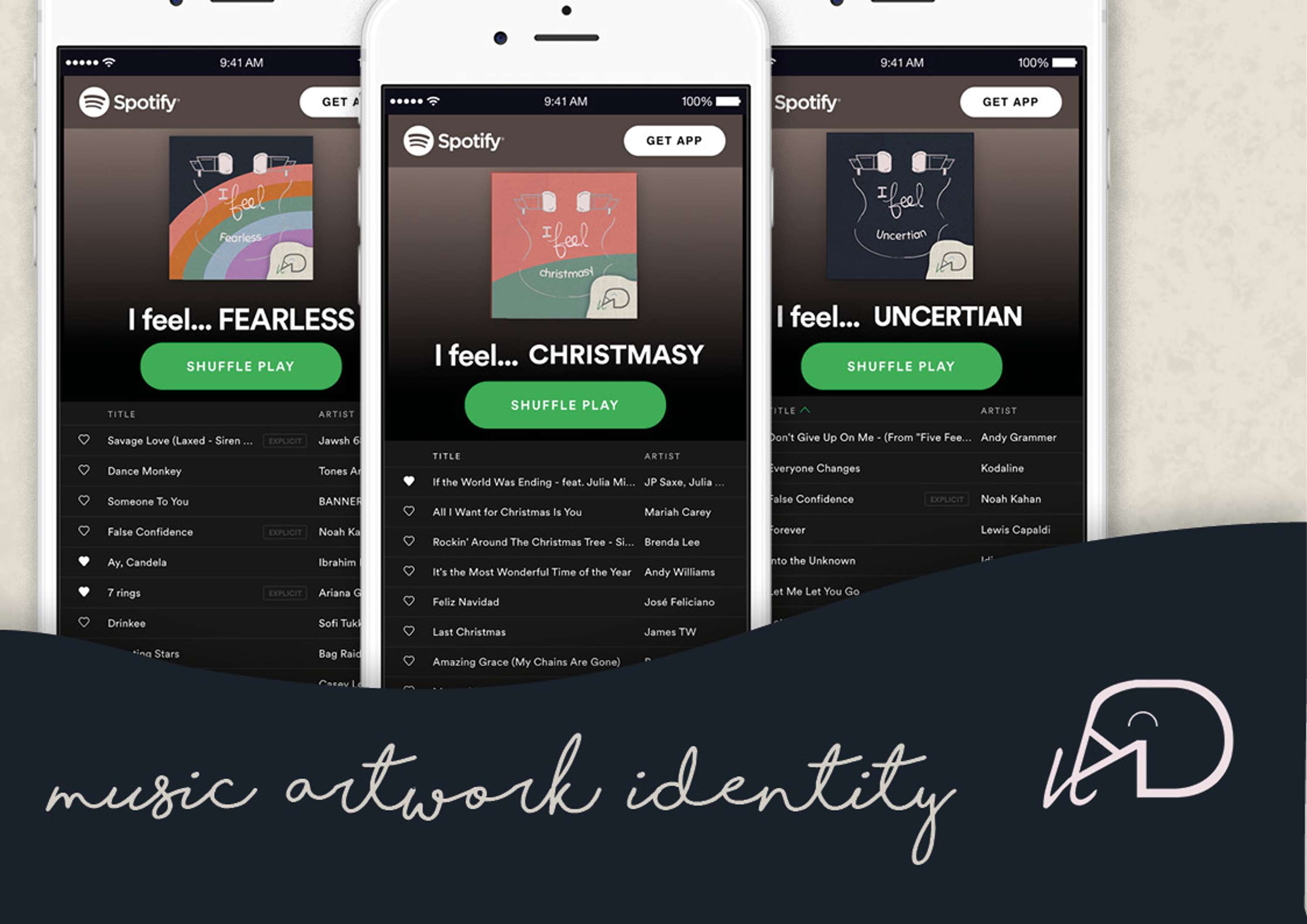 Visual identity for Spotify playlists by Hannah Dove