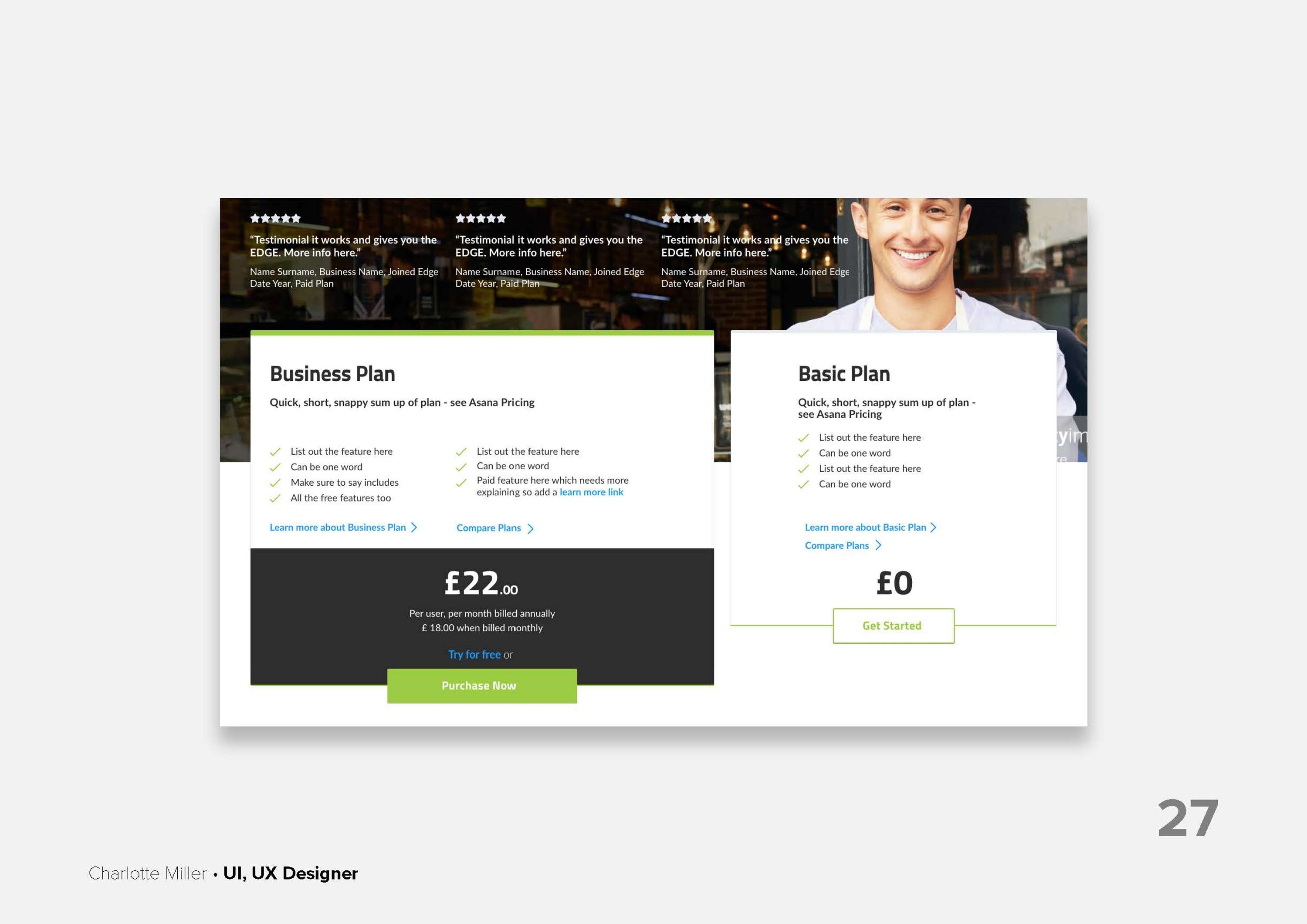 UI Design, UI Audit and Visual Design by Charlotte Miller