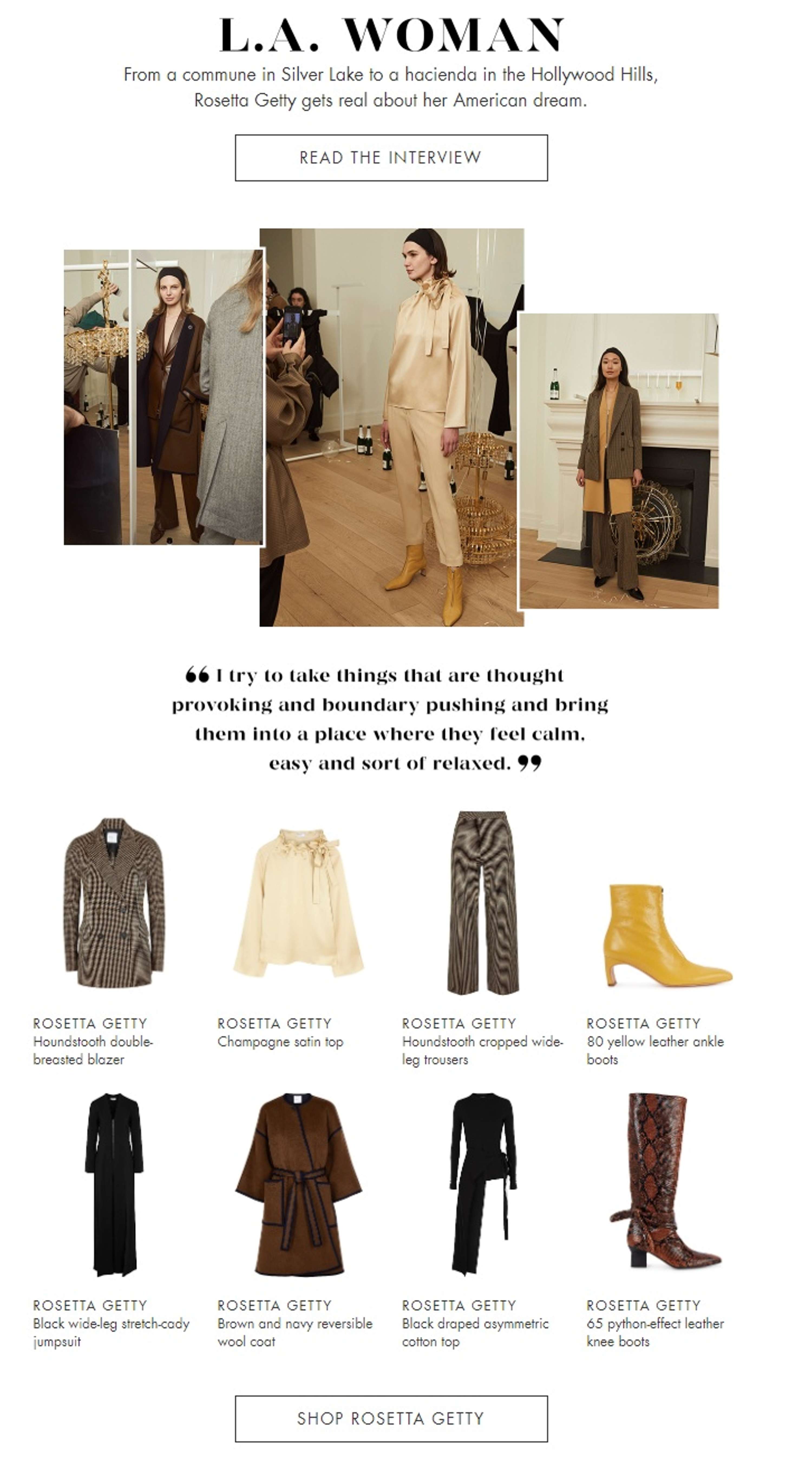 Rosetta Getty - interview and multi-channel campaign by Mischa Smith