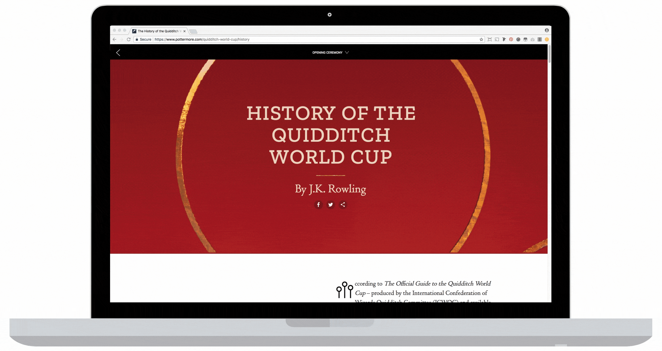 Quidditch World Cup reading experience on Pottermore by Hannah Thompson