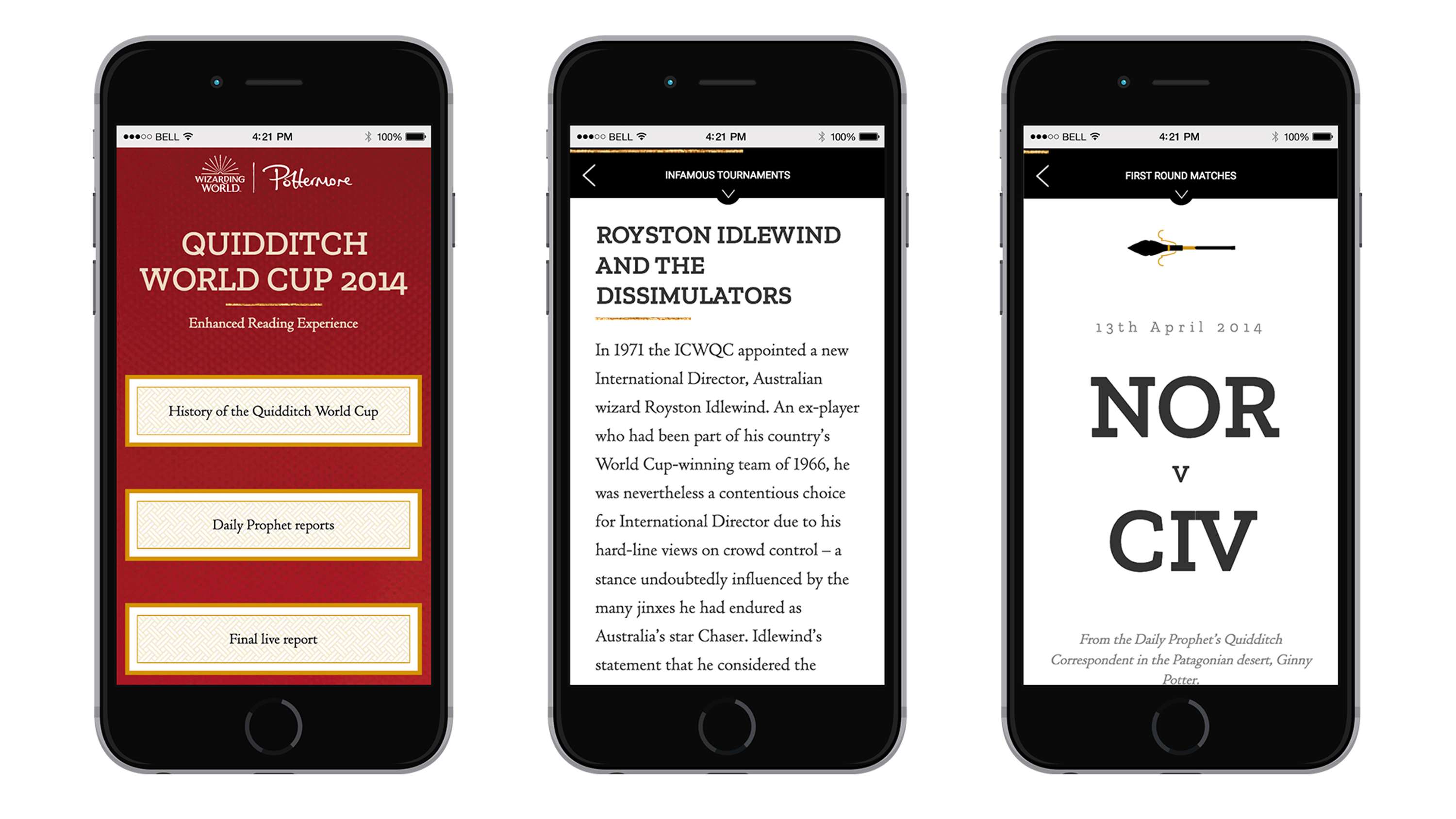Quidditch World Cup reading experience on Pottermore by Hannah Thompson