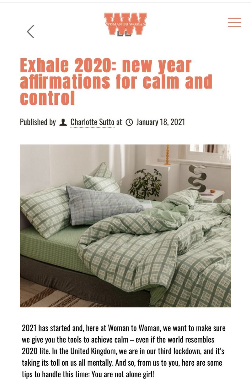 Exhale 2020 - New Year affirmation for calm and control by Charlotte Sutto