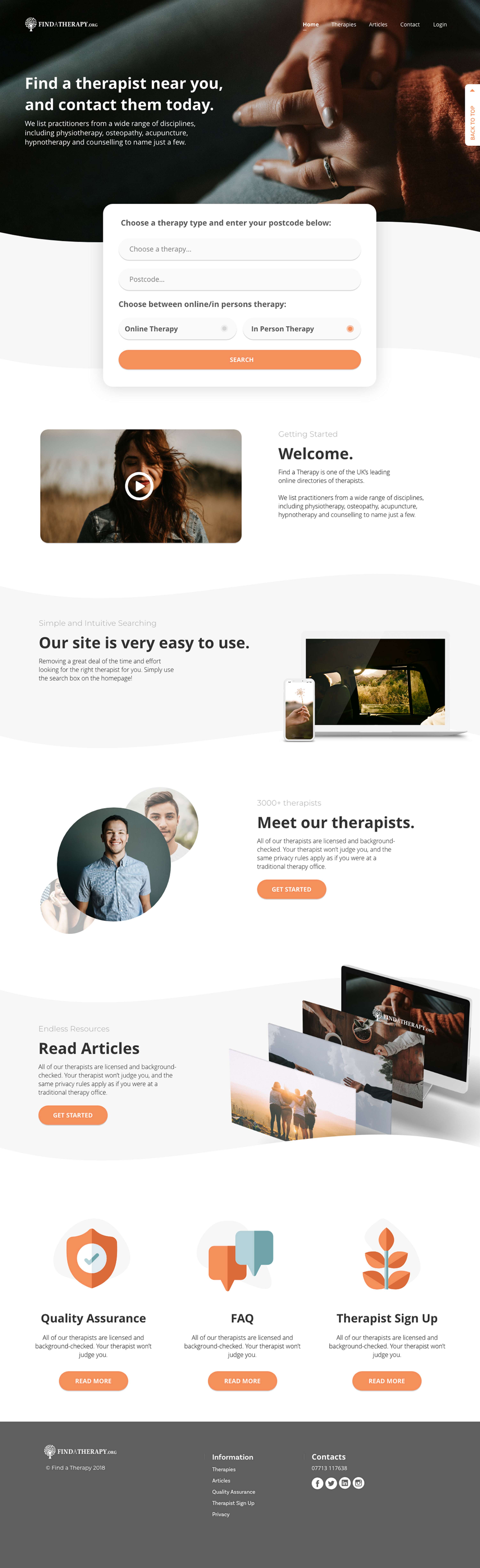Find A Therapy - Web Design by Jake Hicks