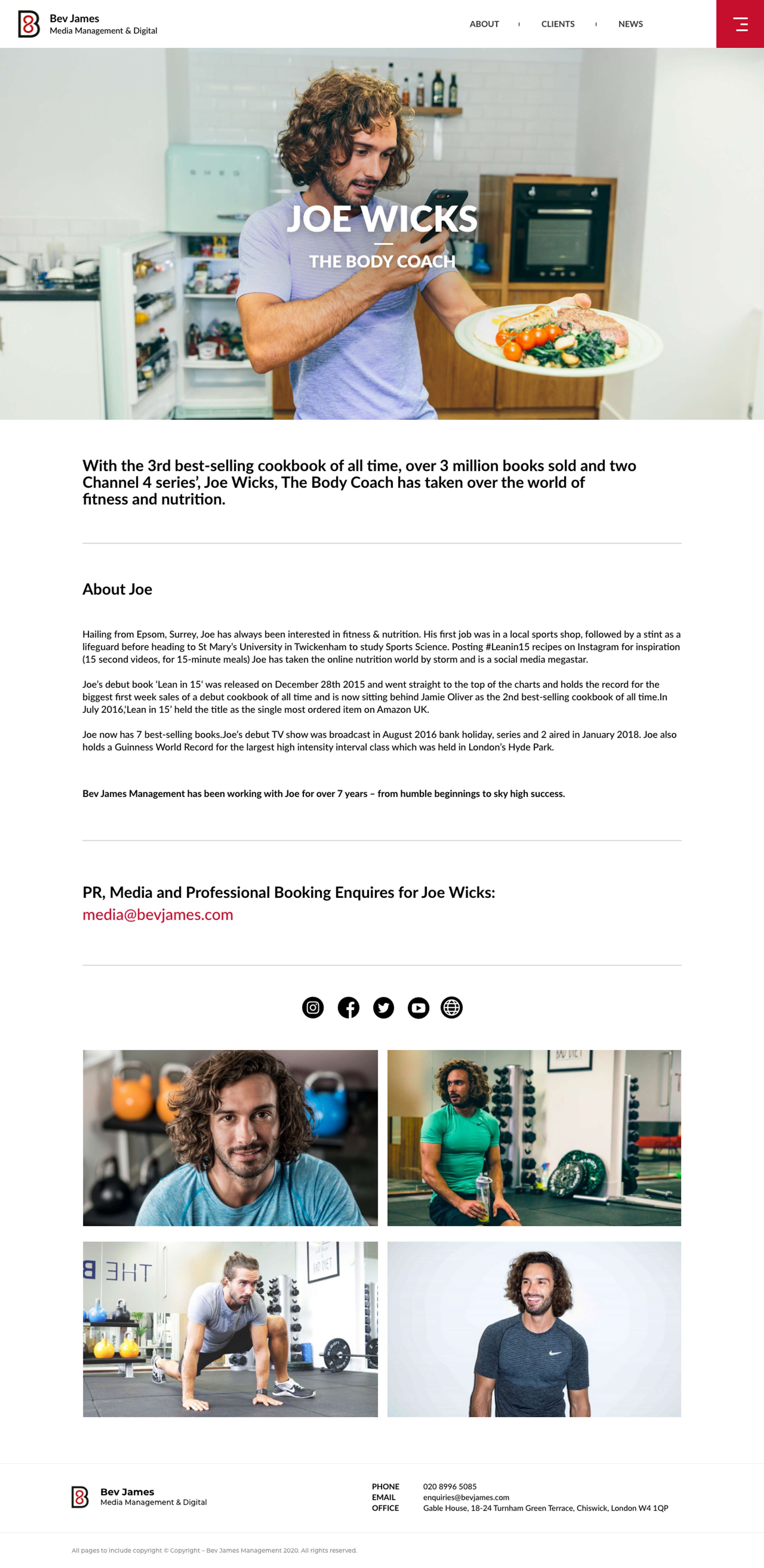 Bev James Management - Web Design by Jake Hicks
