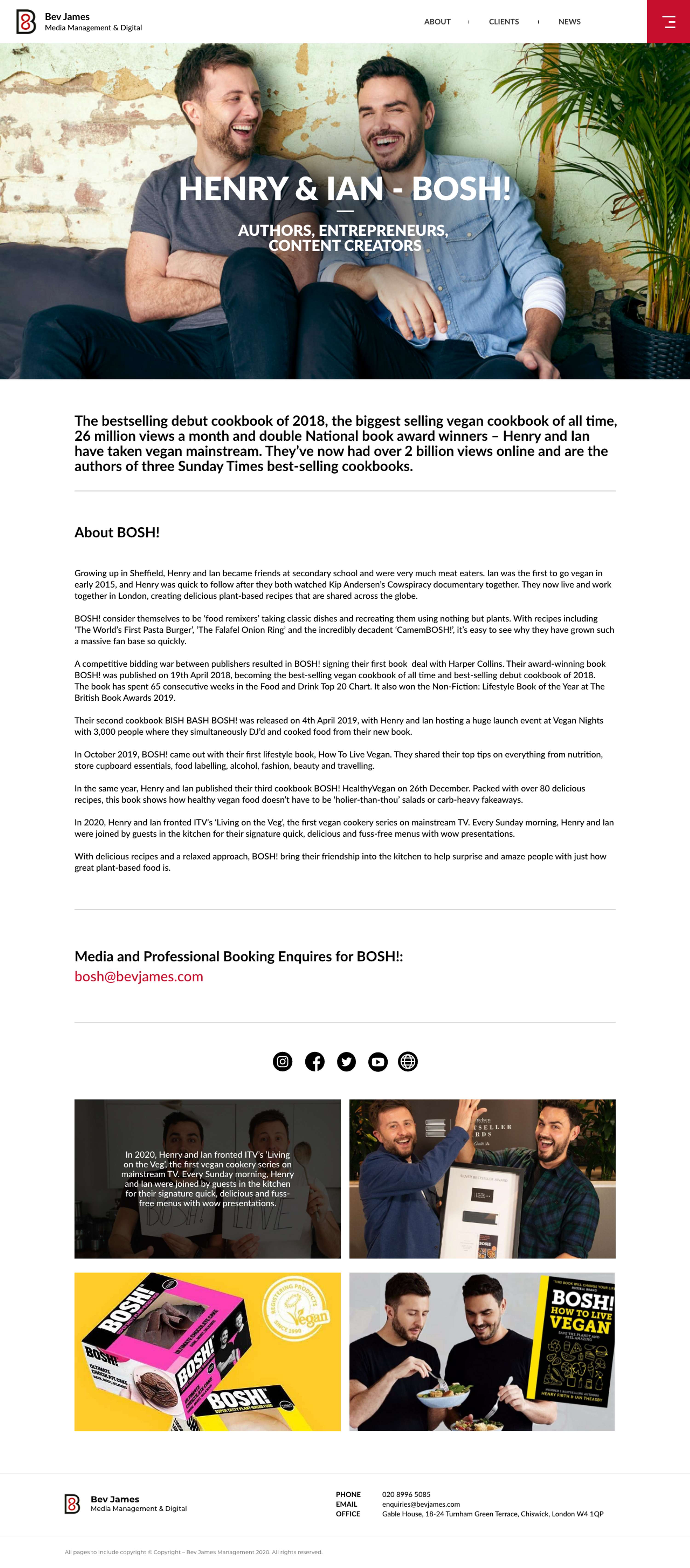 Bev James Management - Web Design by Jake Hicks