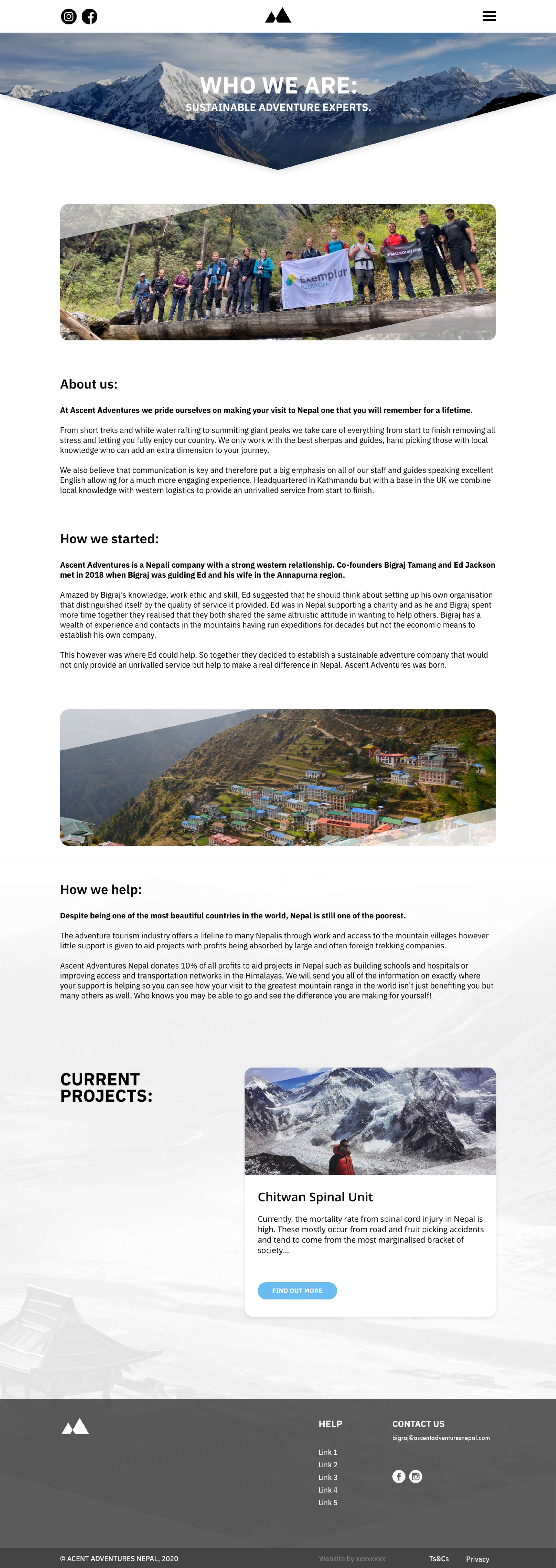 Ascent Adventures Nepal - Web Design by Jake Hicks