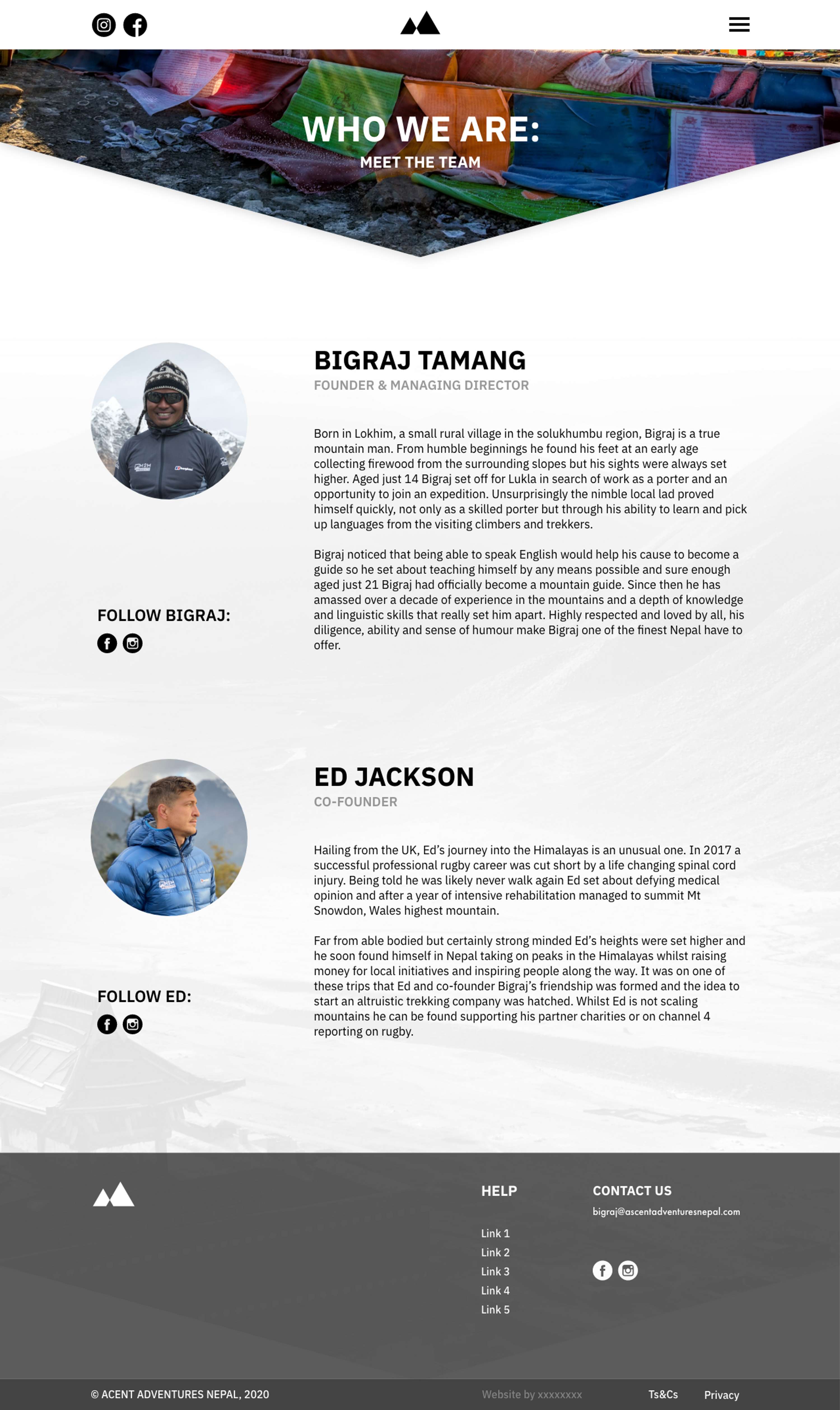 Ascent Adventures Nepal - Web Design by Jake Hicks