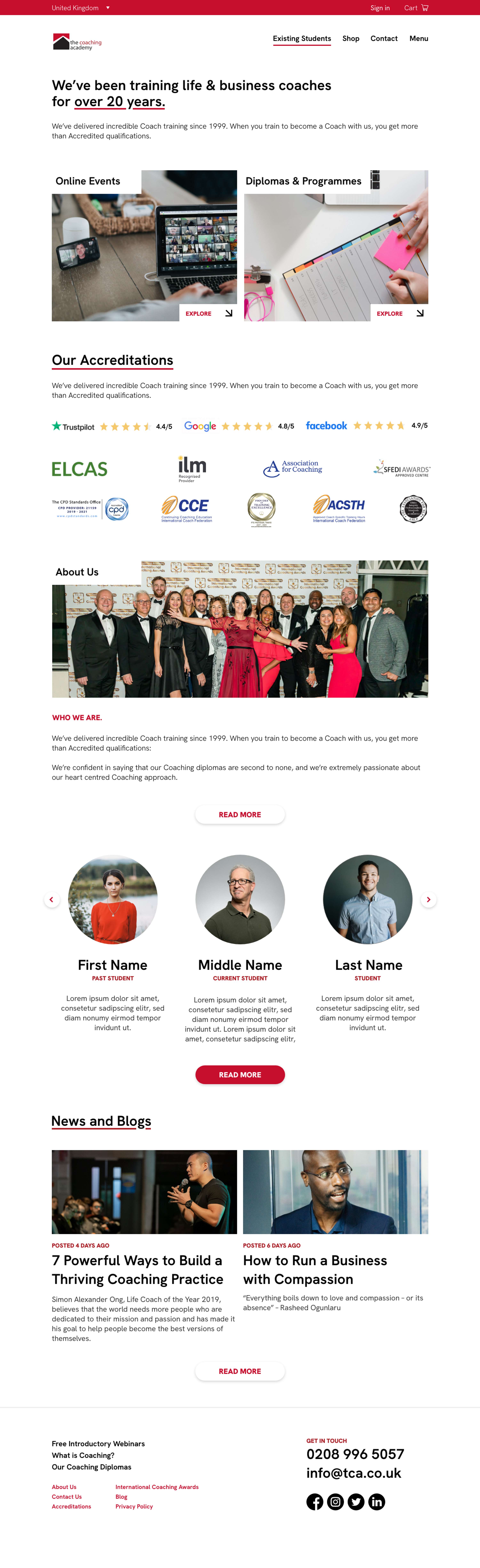 The Coaching Academy - Web Design by Jake Hicks