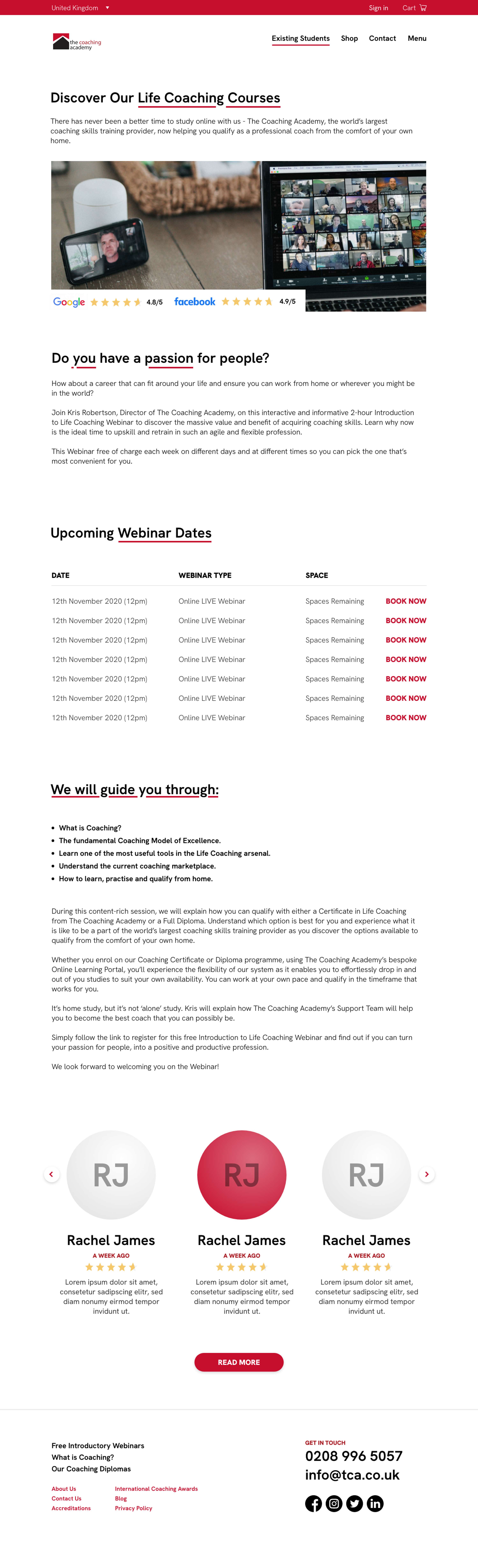 The Coaching Academy - Web Design by Jake Hicks