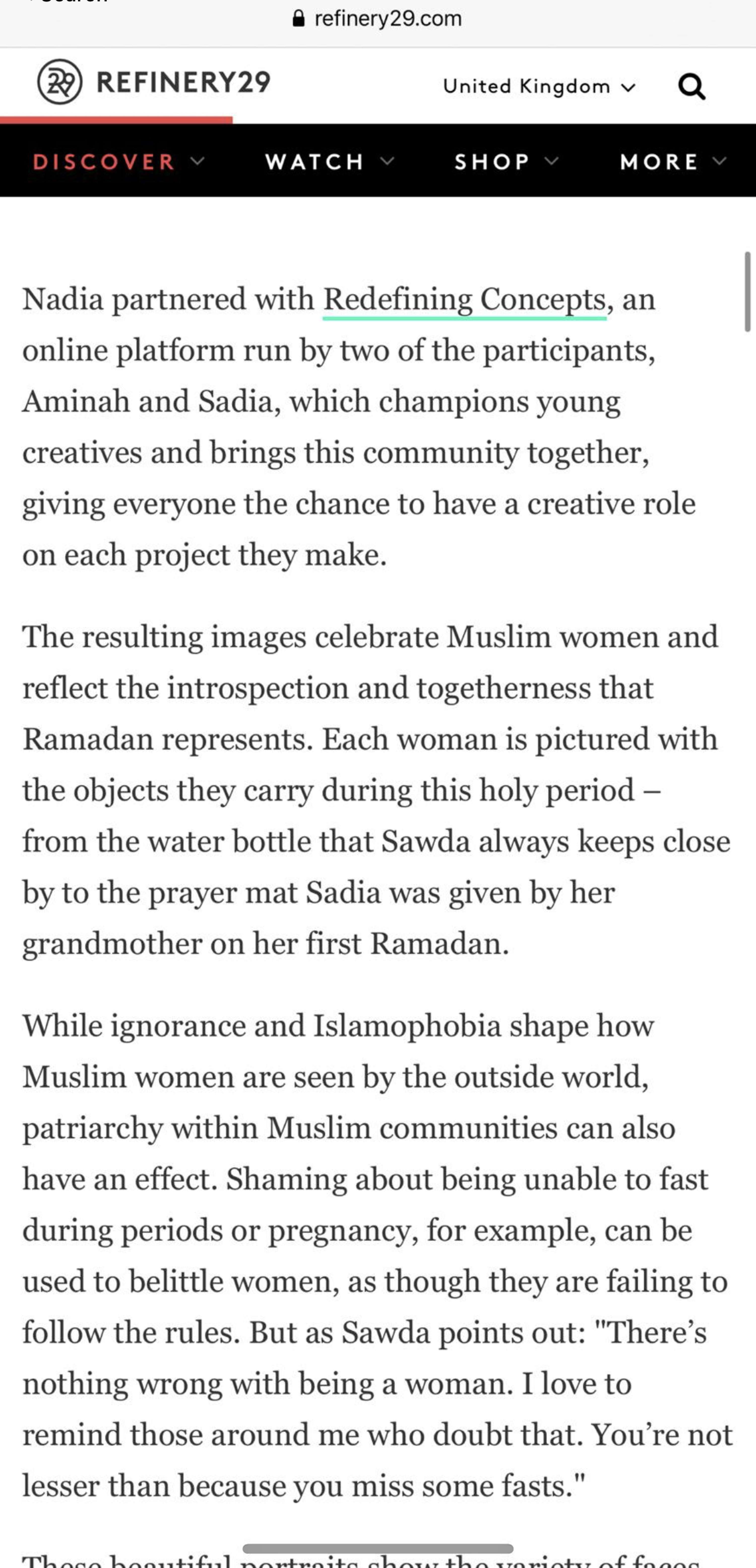 Project collaboration with Refinery 29 by Aminah Ali